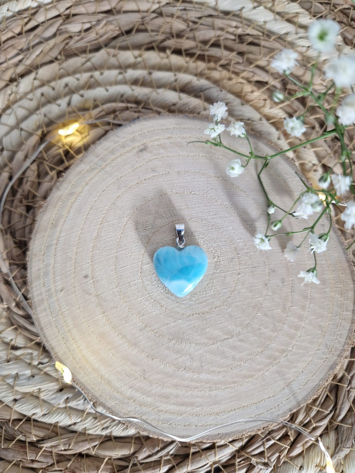 Larimar Herz Anhänger, 925 Silber