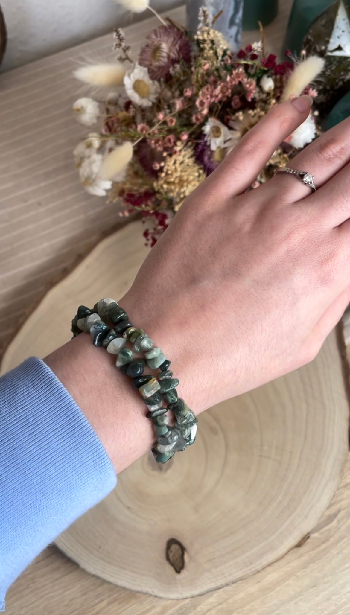 Moosachat Splitterarmband