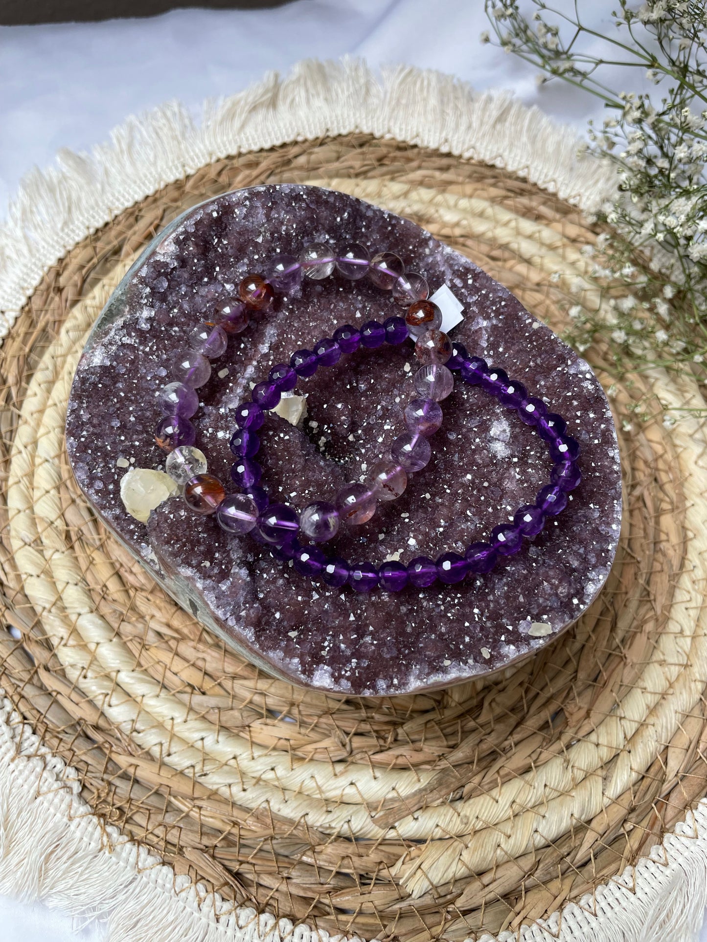 Amethyst Schale / Geode mit Calcit in Extra Qualität