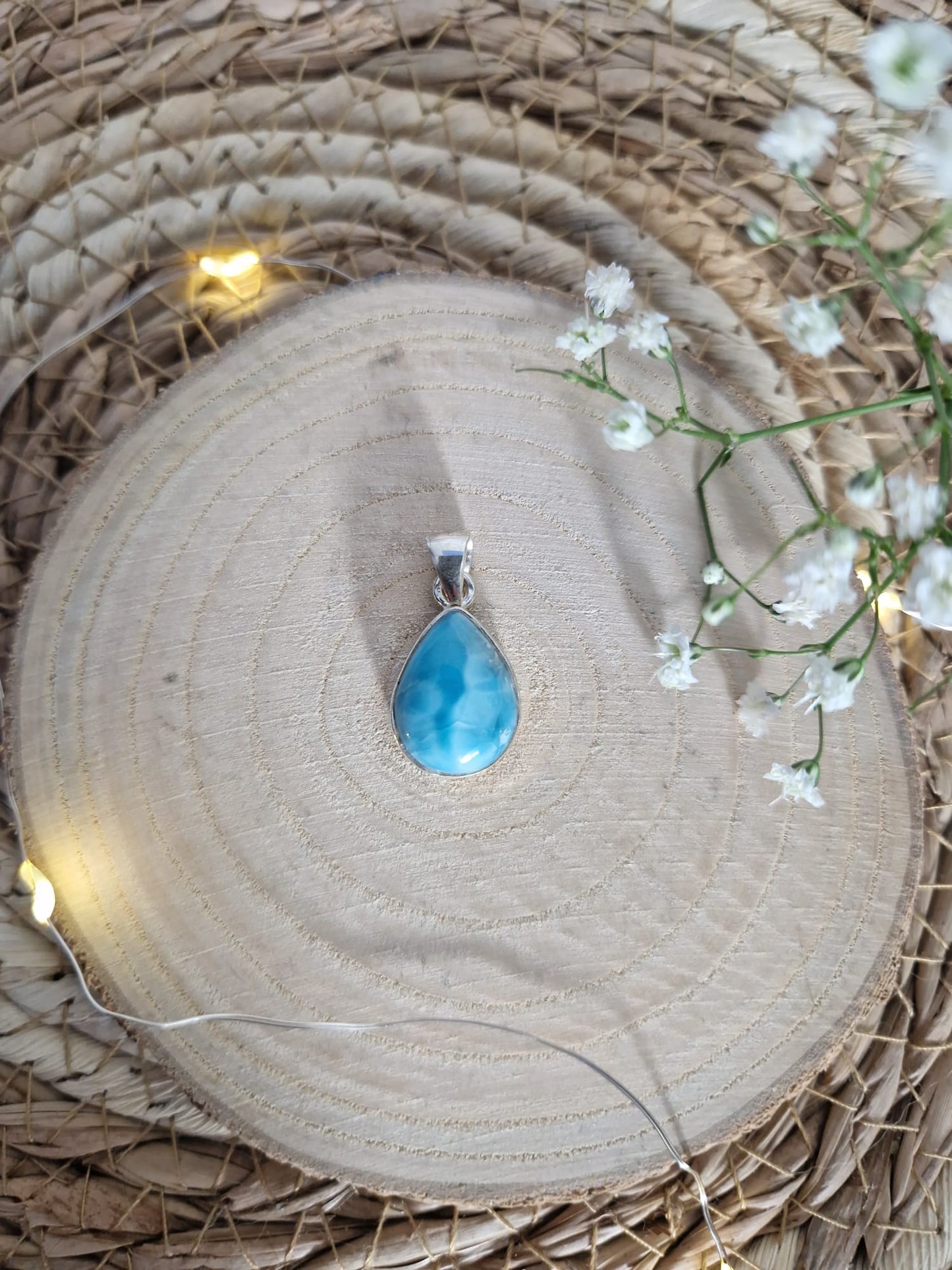 Larimar Anhänger, 925 Silber