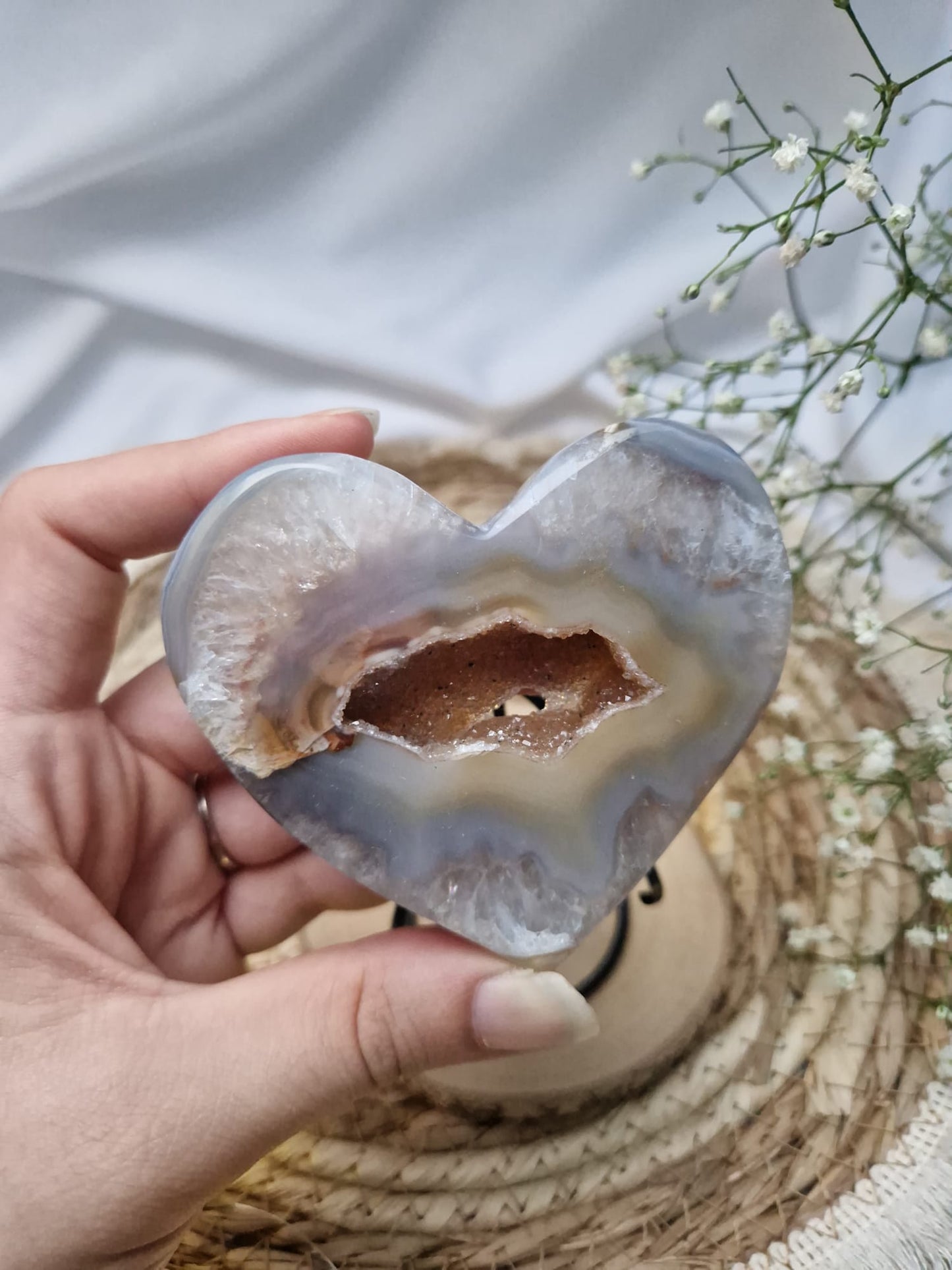 Druzy Achat Herz auf Ständer Nr. 1