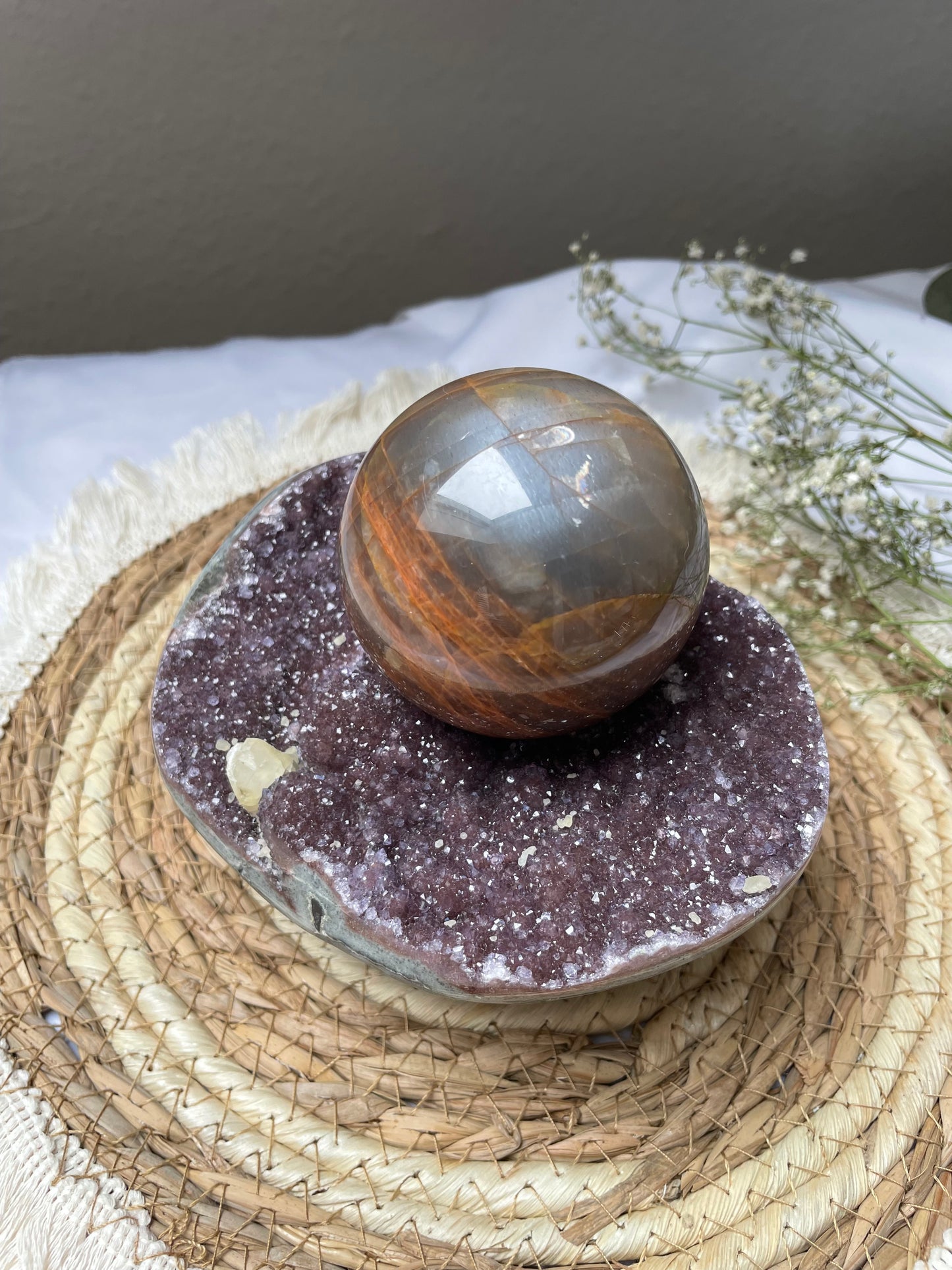 Amethyst Schale / Geode mit Calcit in Extra Qualität