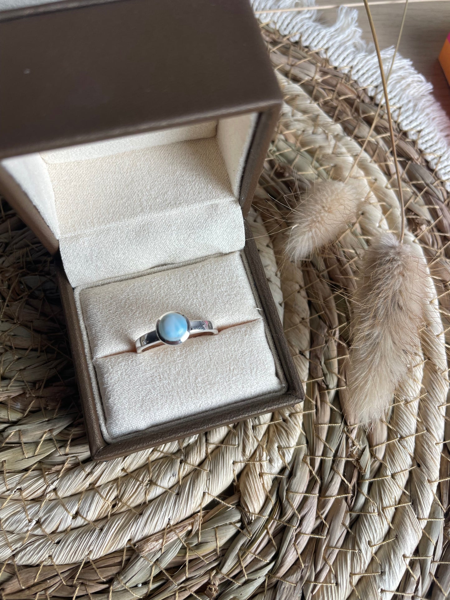 Larimar Ring 925 Silber, Größe 54