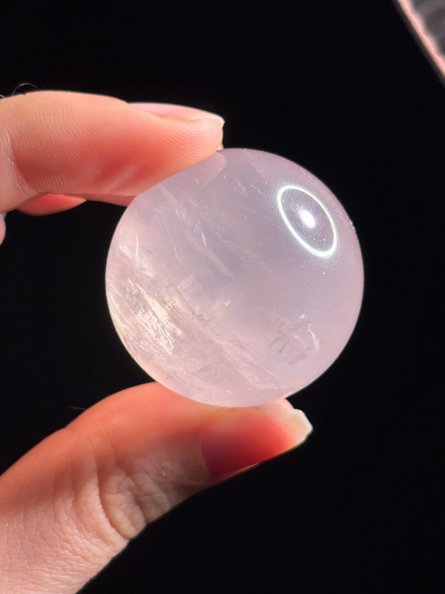 Transparente Rosenquarz Kugel mit Stern, High Quality ⭐️ Nr. 8