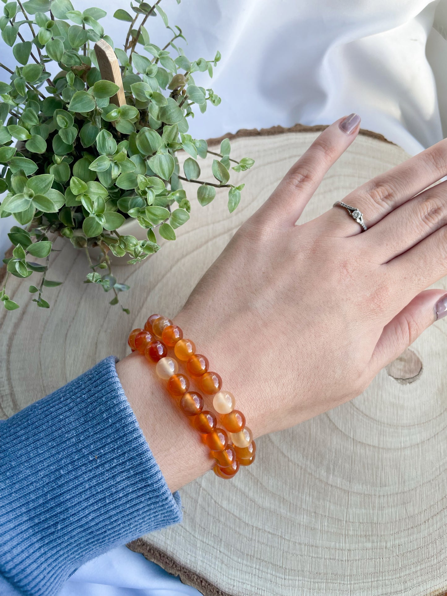 Karneol Kugelarmband 8mm | gebrannt