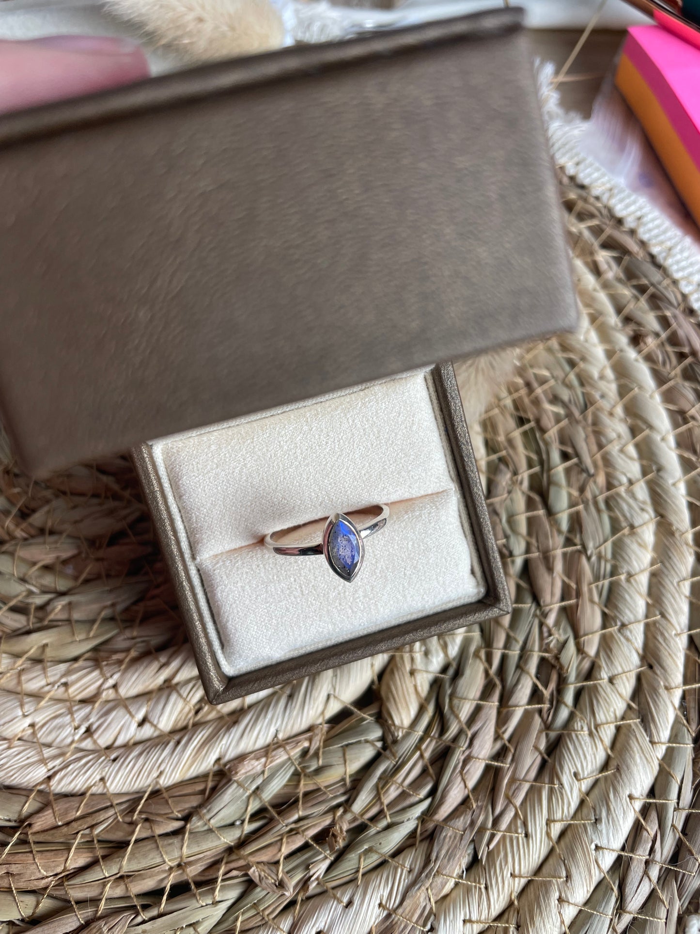 Labradorit Ring 925 Silber, Größe 56