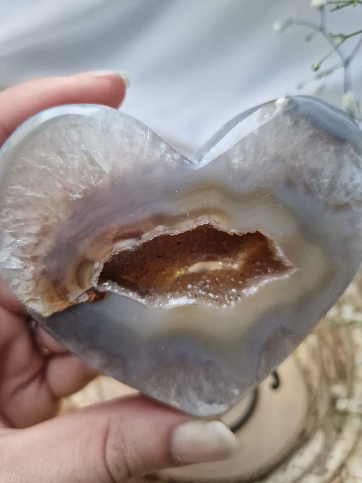 Druzy Achat Herz auf Ständer Nr. 1