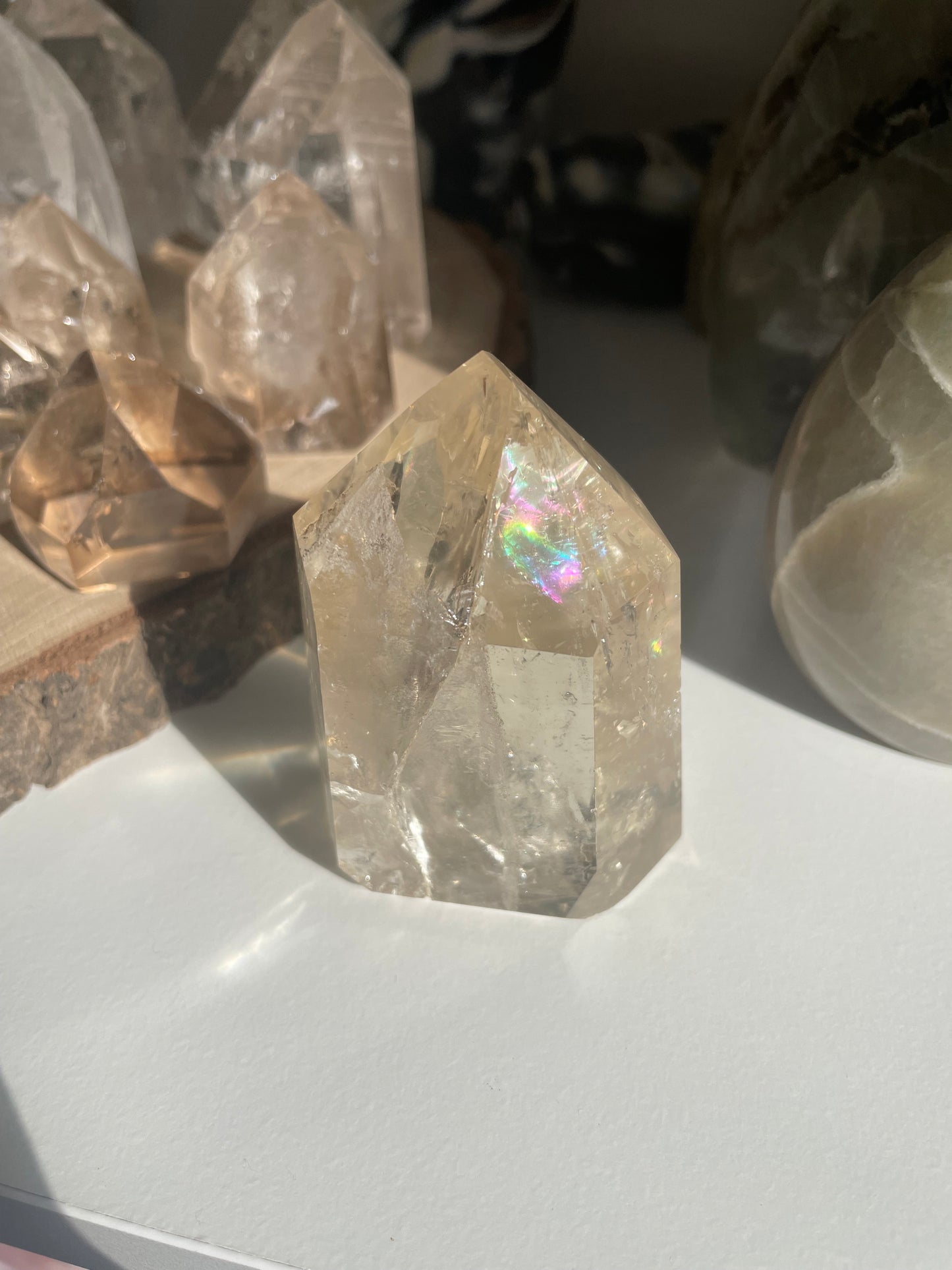 Extra Qualität Citrin Turm mit Regenbögen und Phantom, Nr. 1