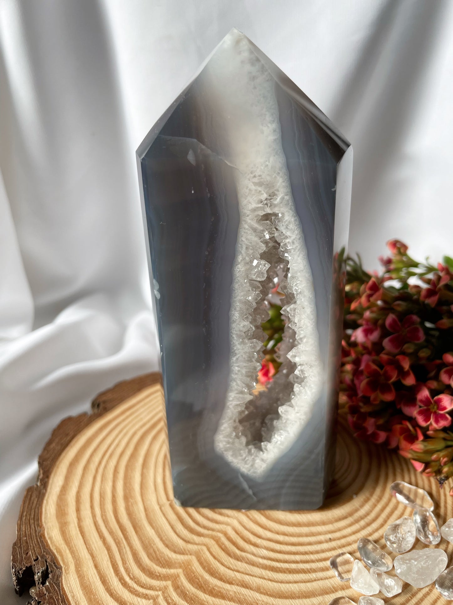 Achat Spitze mit Amethyst, Brasilien, AB91