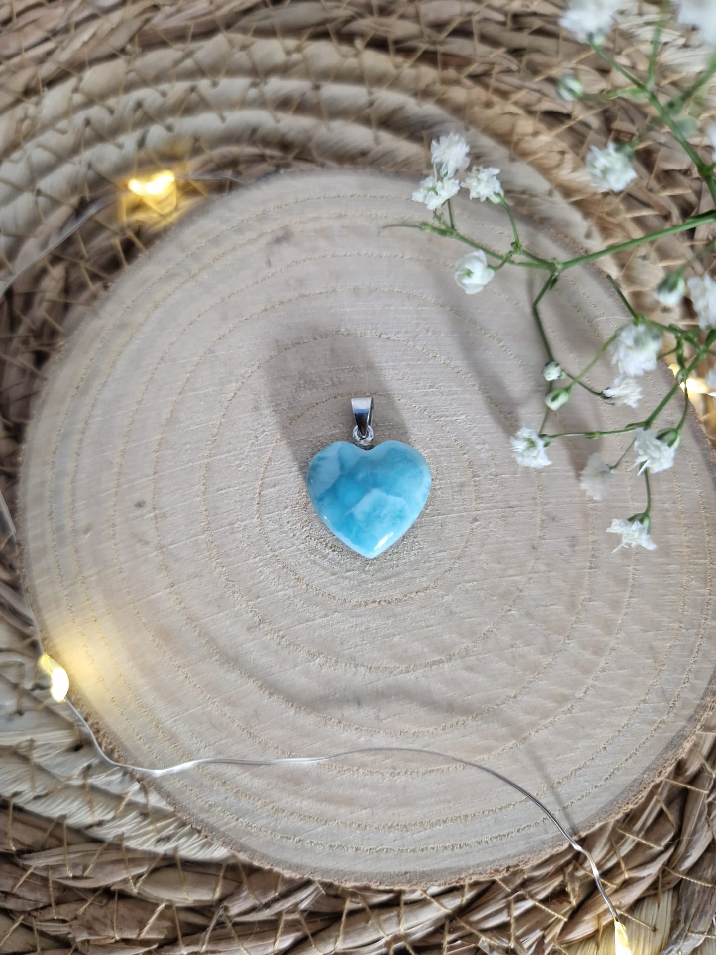 Larimar Herz Anhänger, 925 Silber