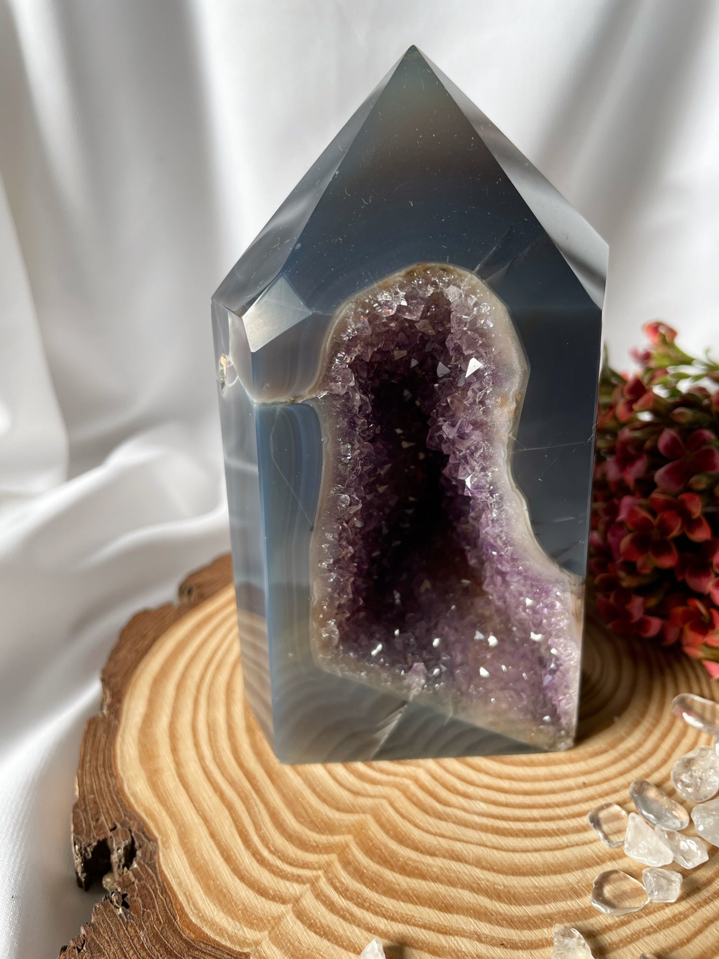 Achat Spitze mit Amethyst, Brasilien, AB155