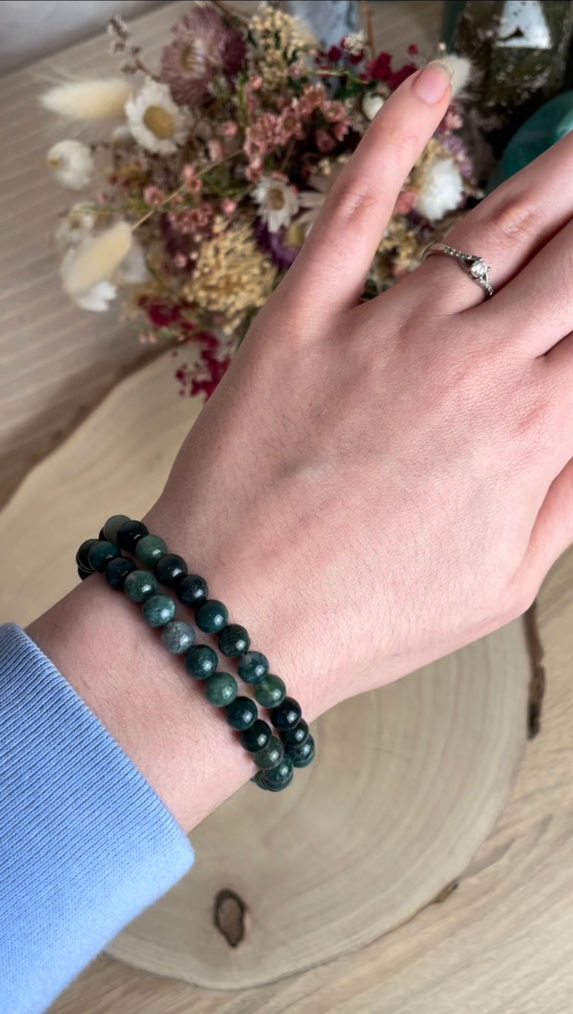 Moosachat Kugelarmband 6mm