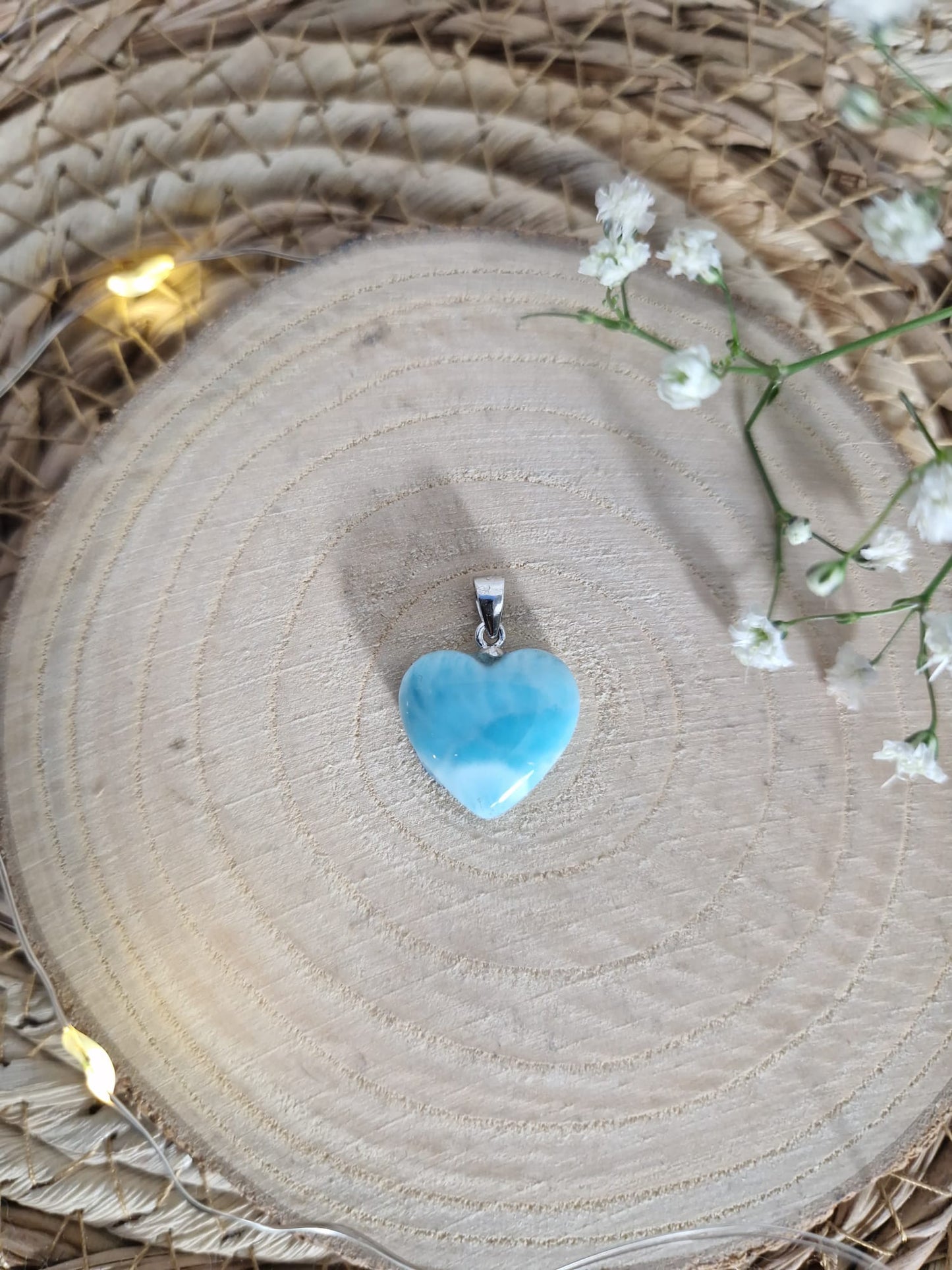 Larimar Herz Anhänger, 925 Silber