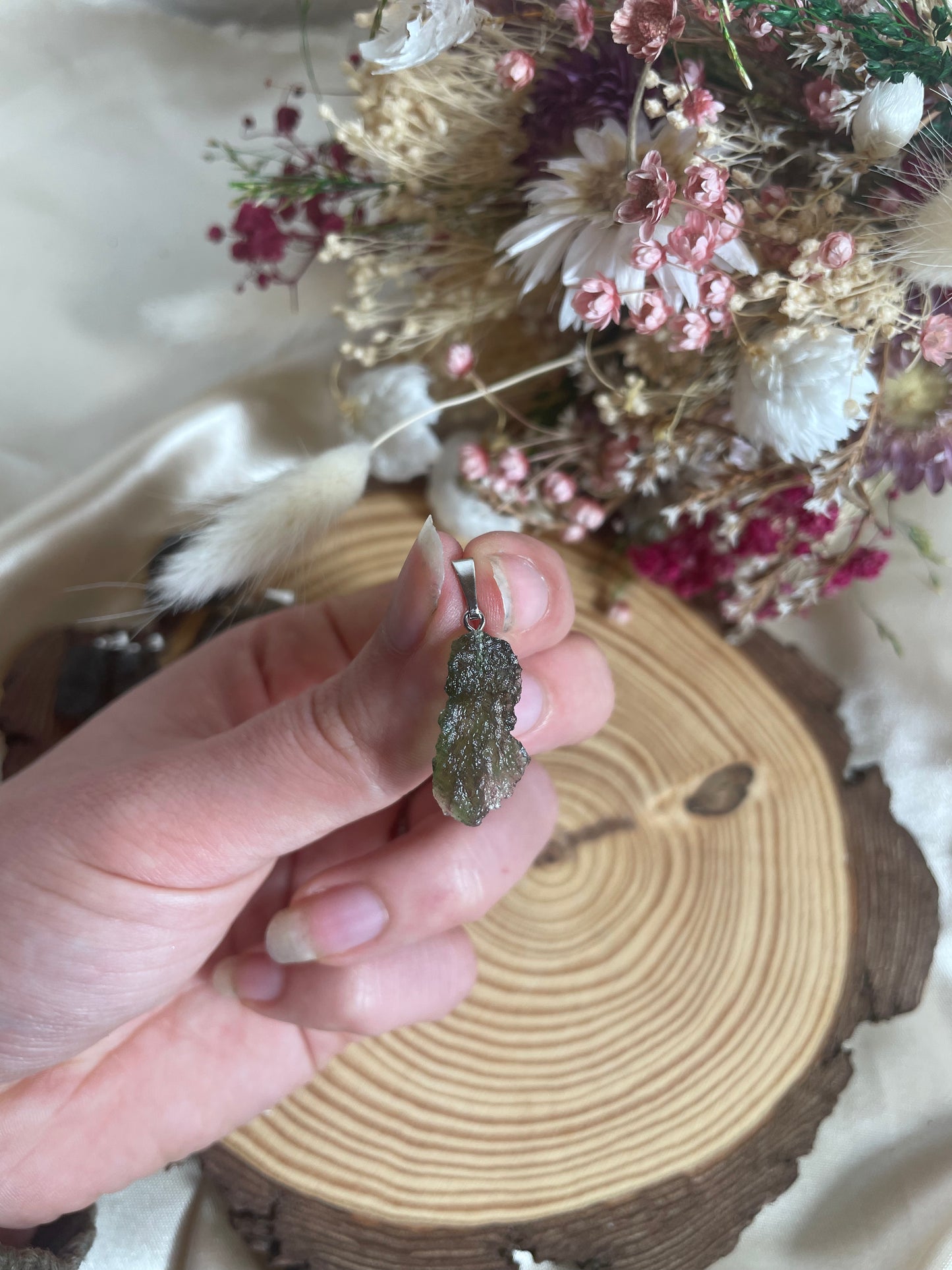 Moldavit Kettenanhänger