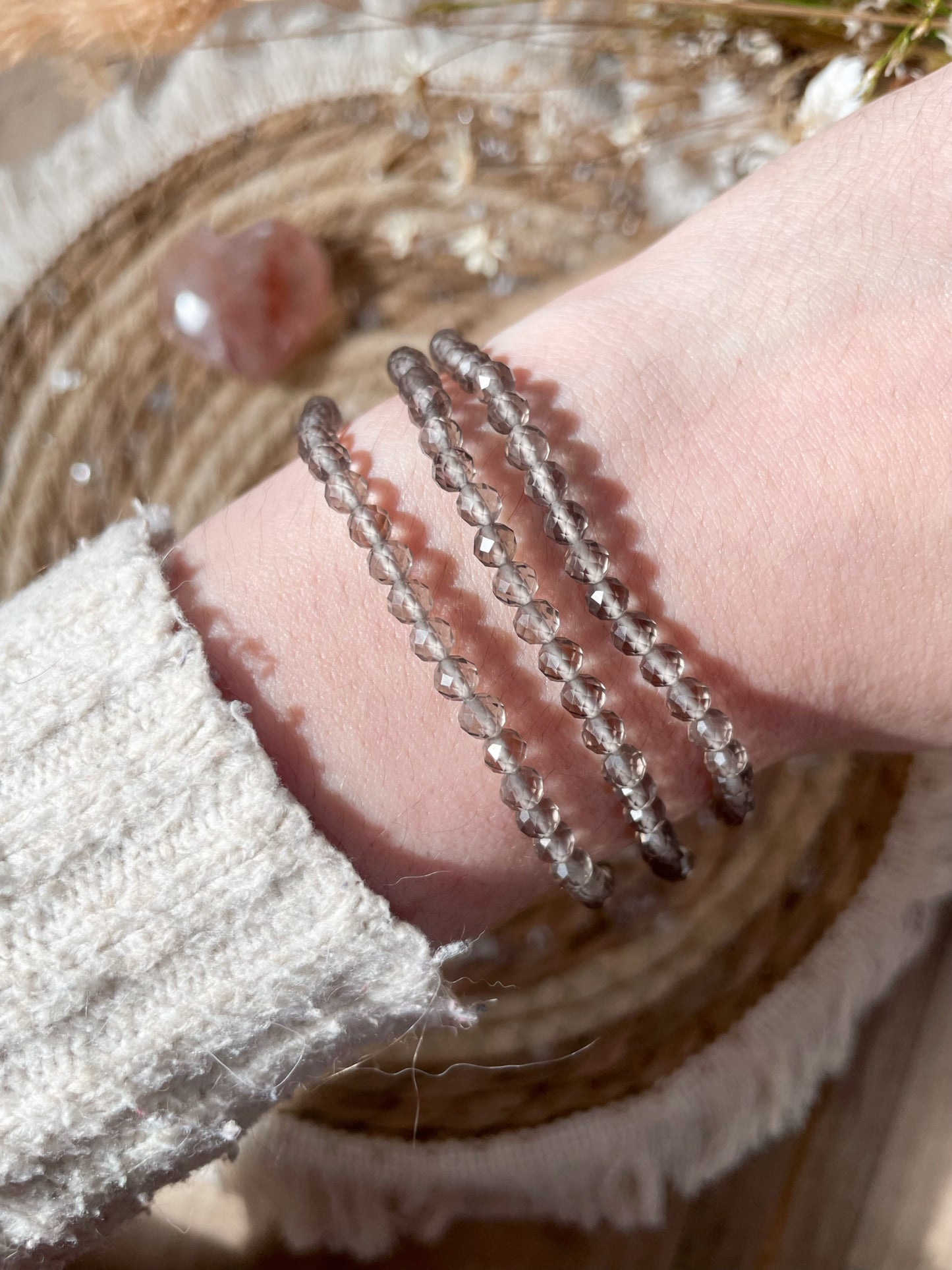 Rauchquarz facettiert Armband 4mm