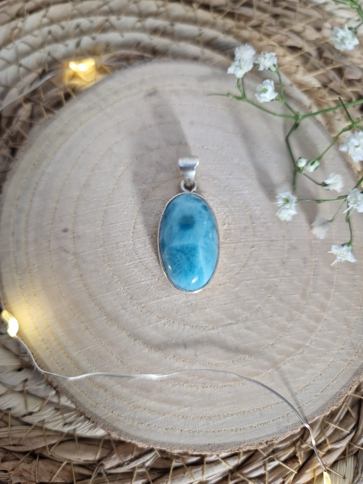 Larimar Anhänger, 925 Silber