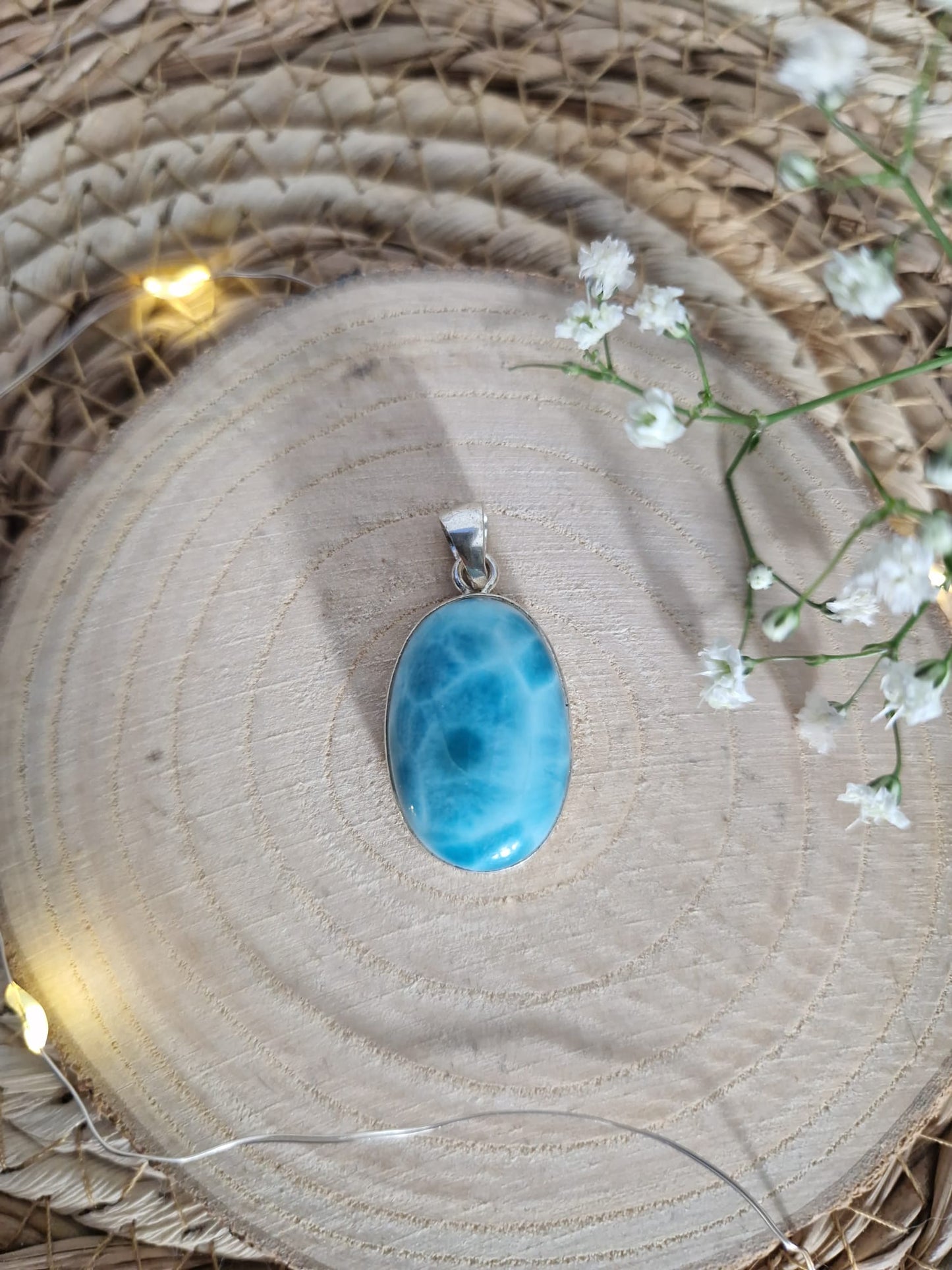 Larimar Anhänger, 925 Silber