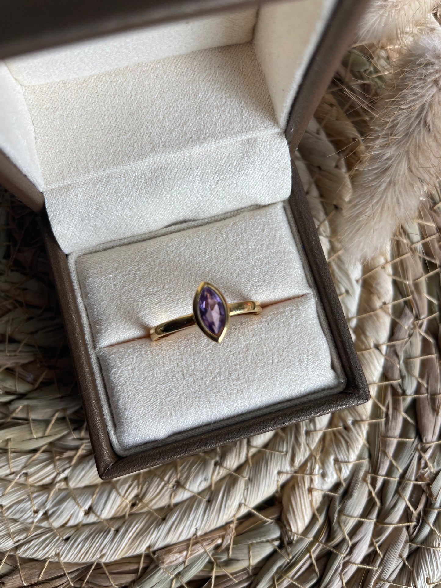 Amethyst Ring vergoldet, Größe 58
