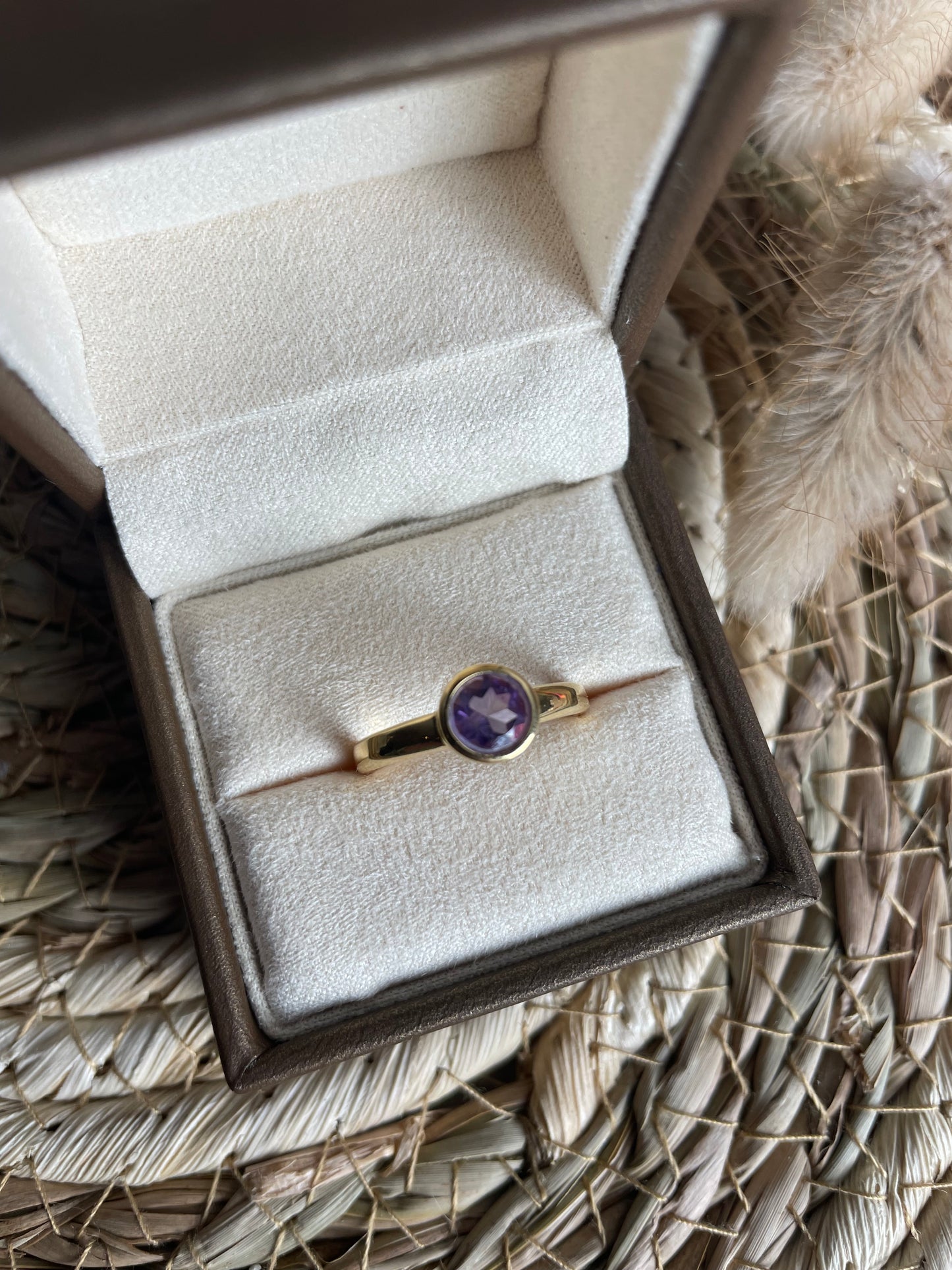 Amethyst Ring vergoldet, Größe 56