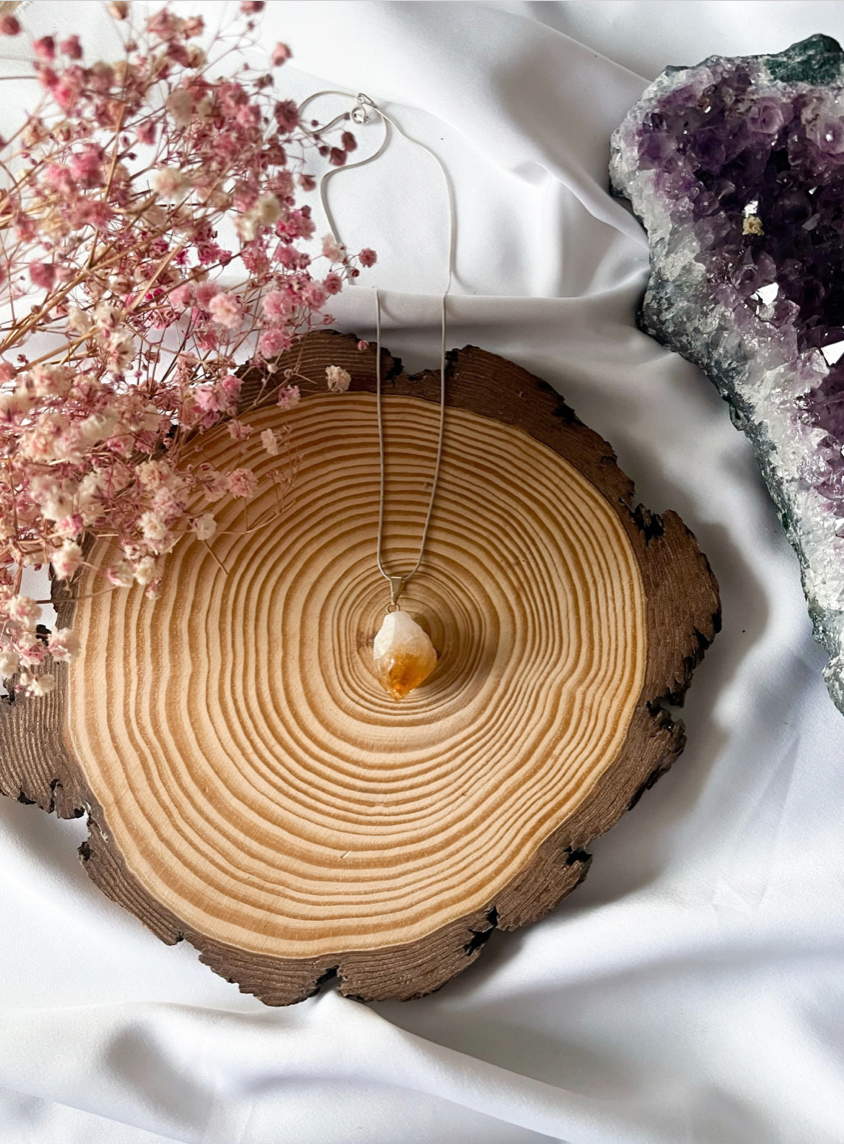 Citrin Spitze Kettenanhänger