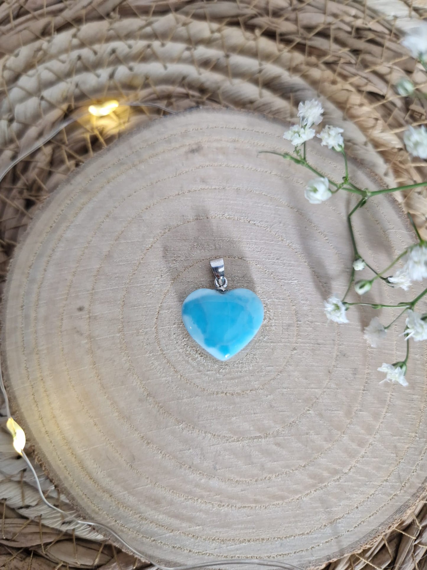 Larimar Herz Anhänger, 925 Silber