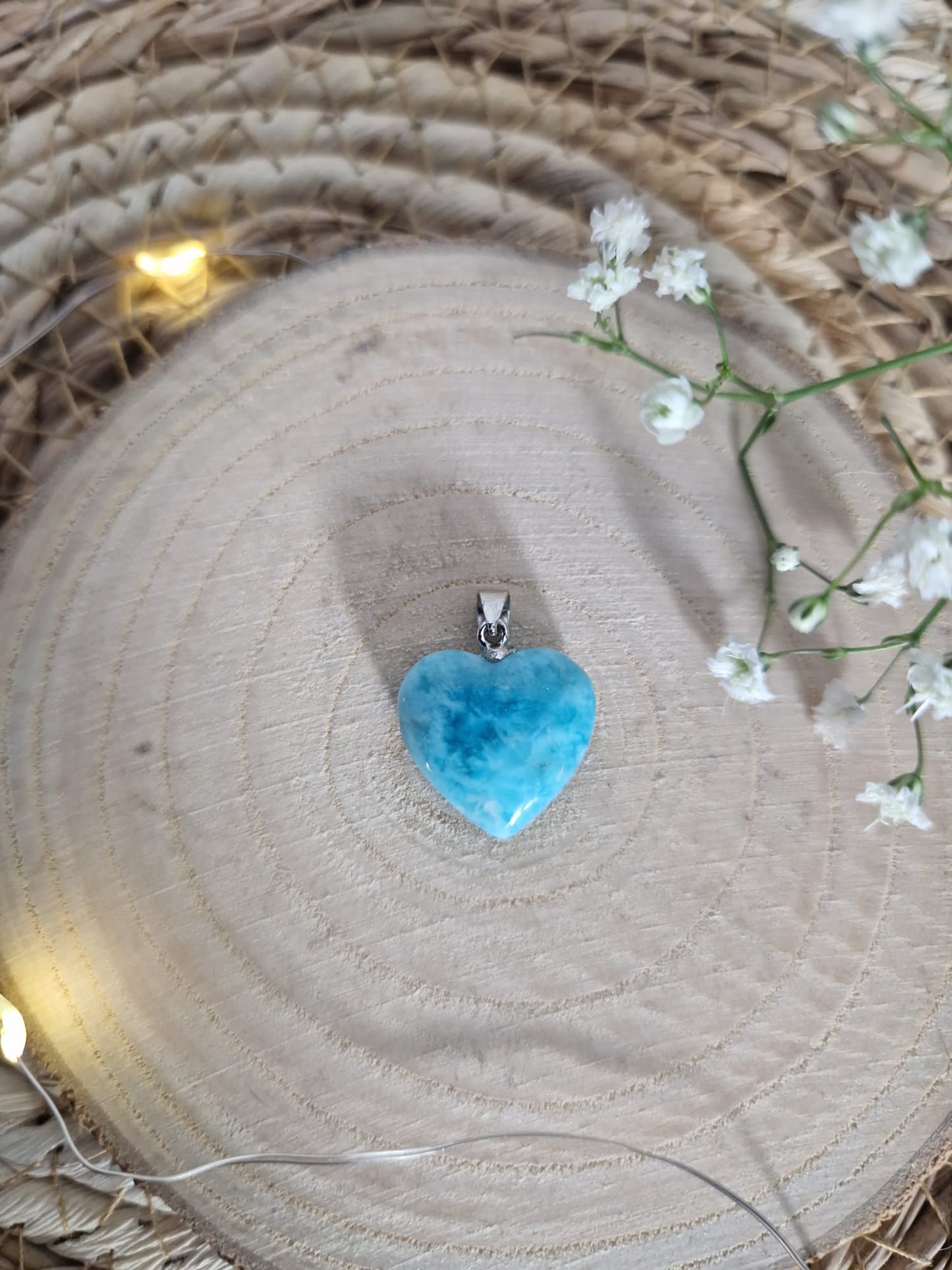 Larimar Herz Anhänger, 925 Silber