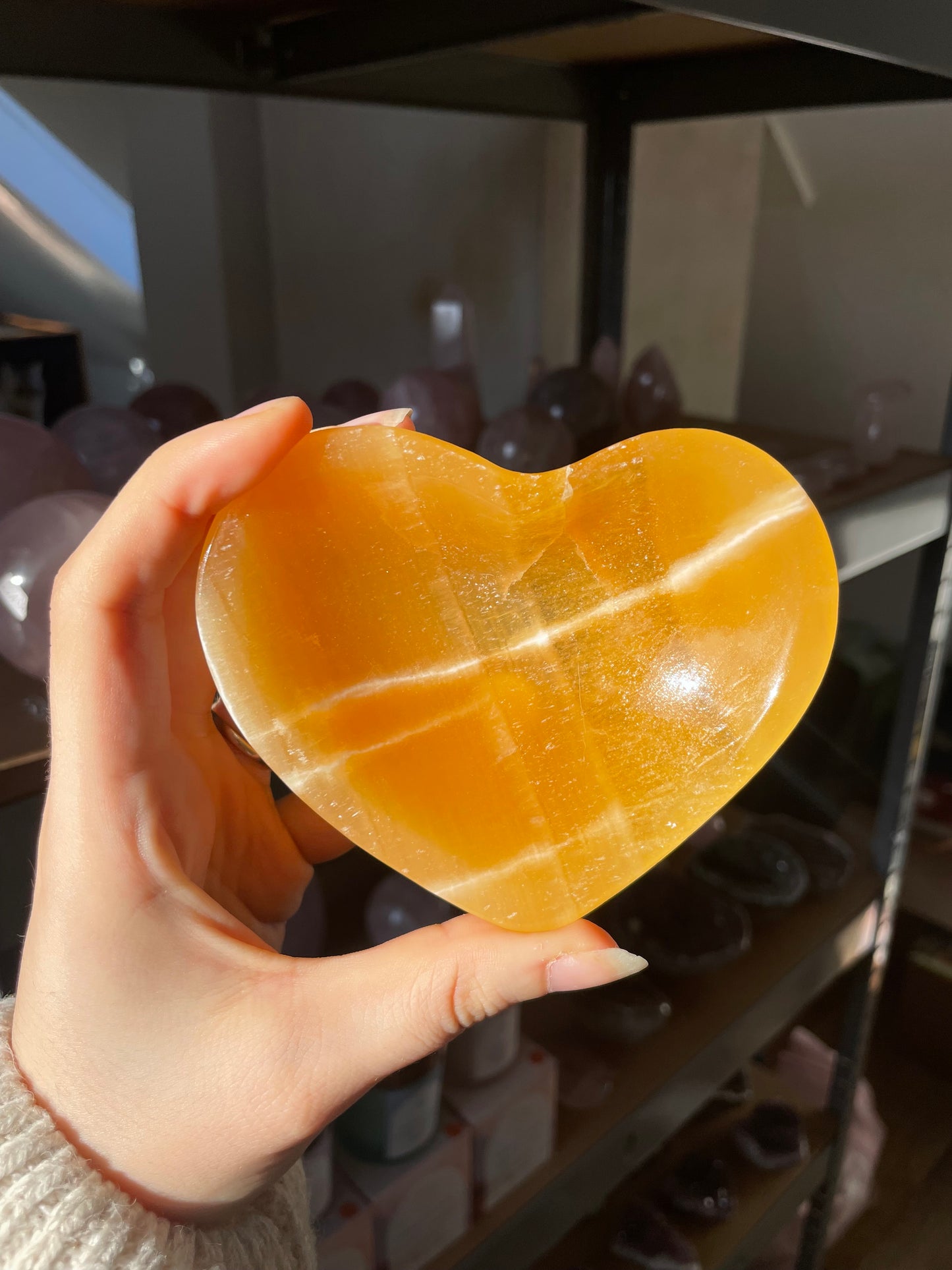 Orangencalcit Herz Schale 🍊
