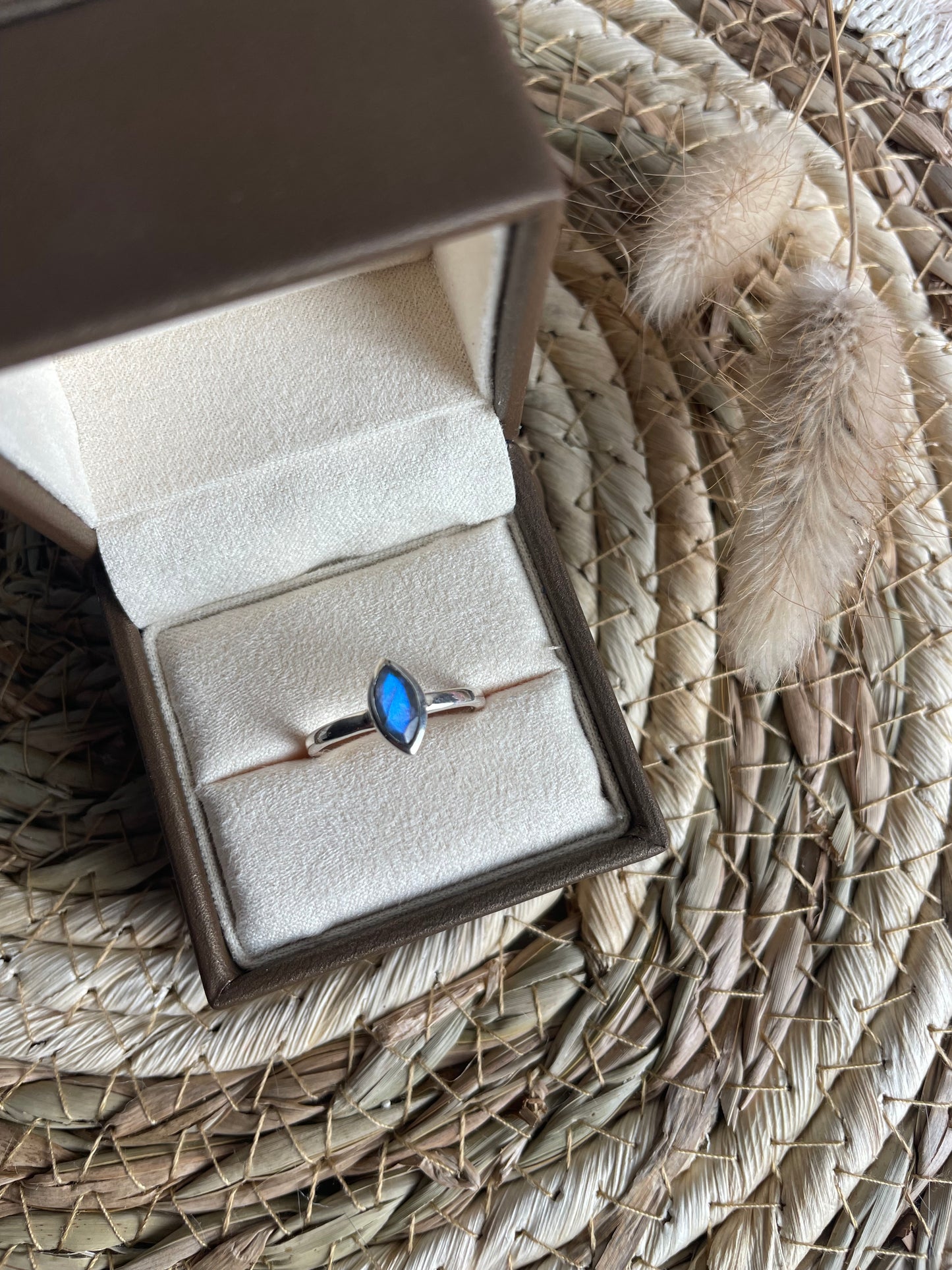 Labradorit Ring 925 Silber, Größe 54