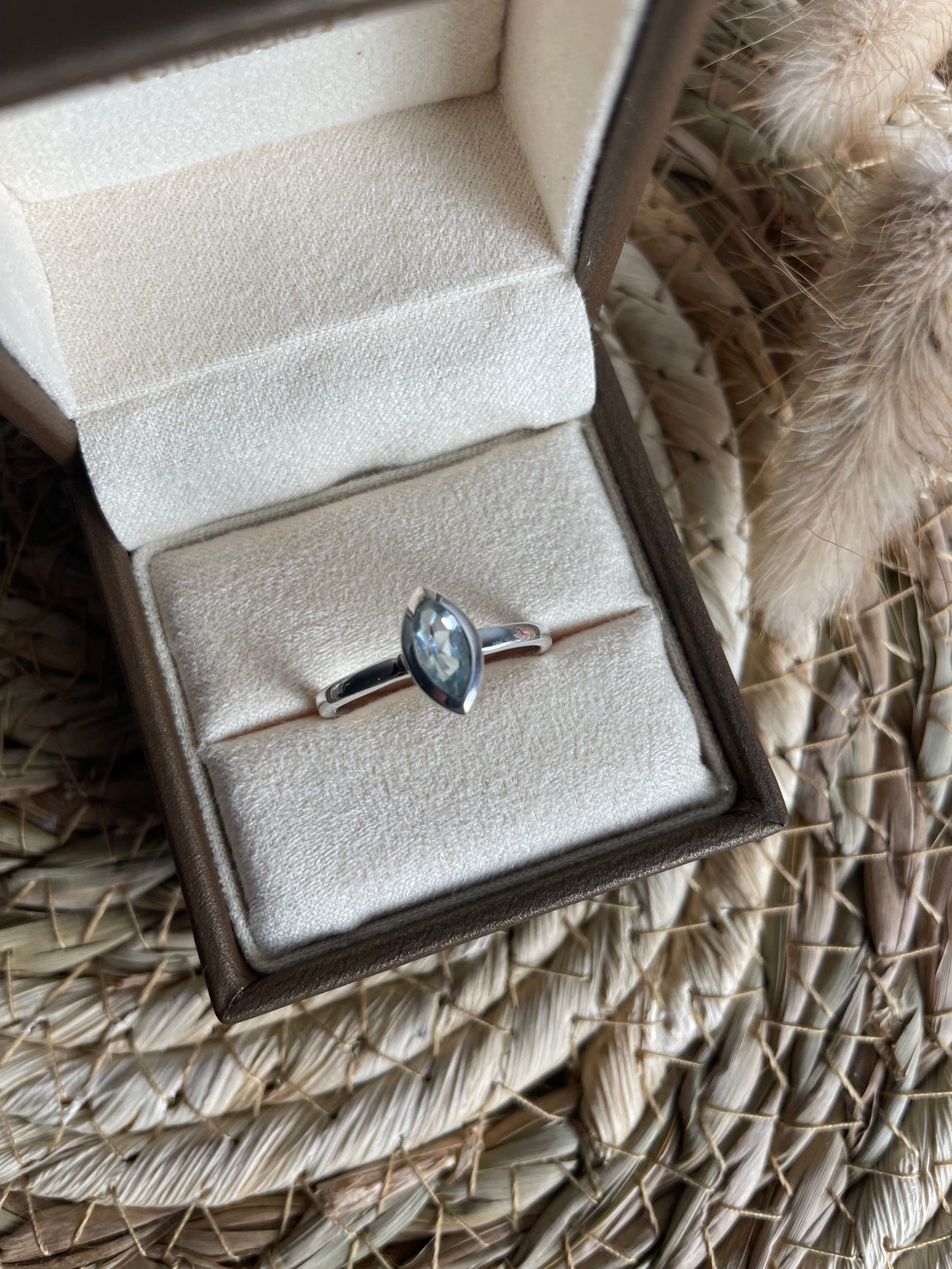 Blautopas Ring 925 Silber, Größe 58