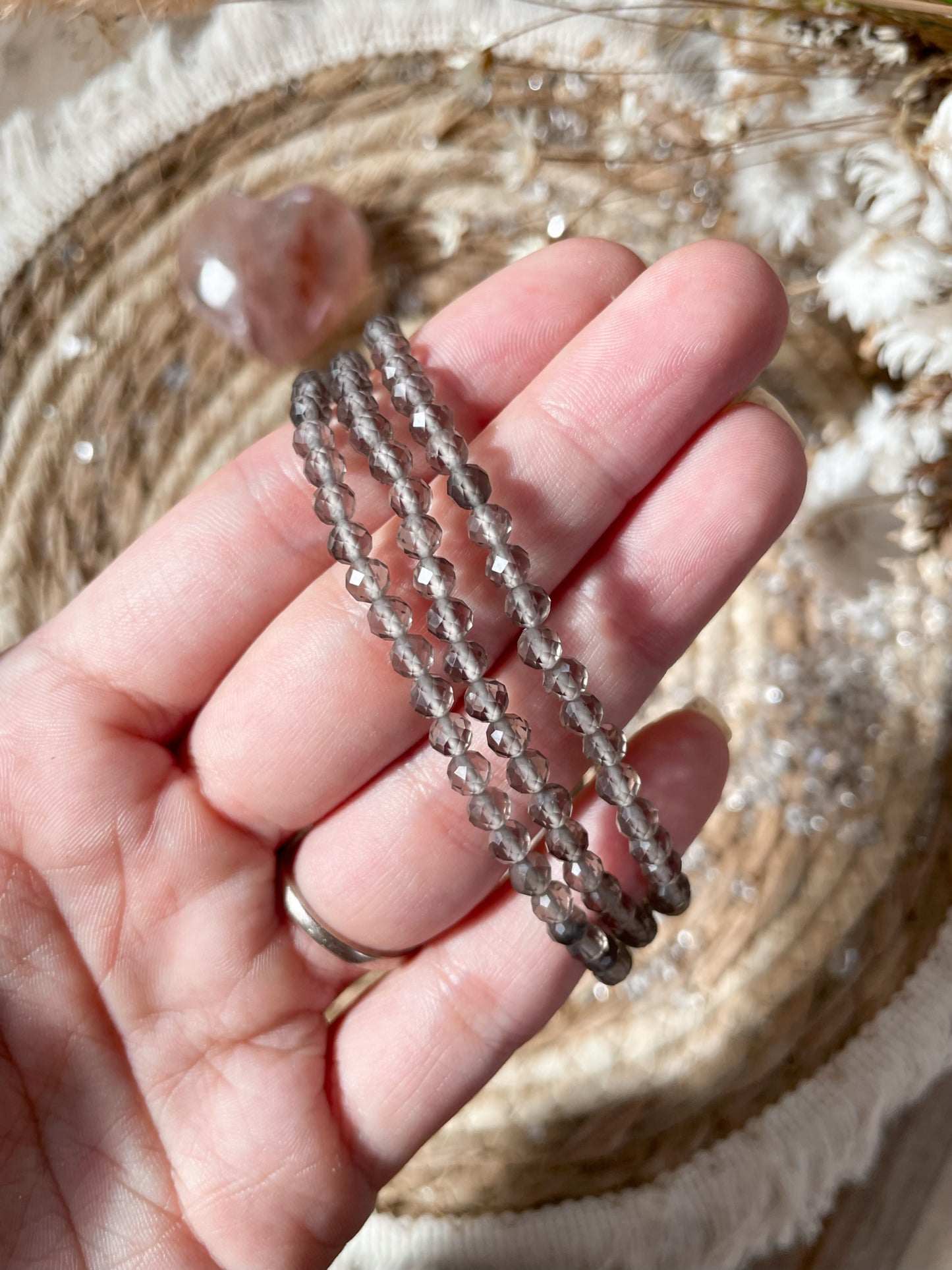 Rauchquarz facettiert Armband 4mm