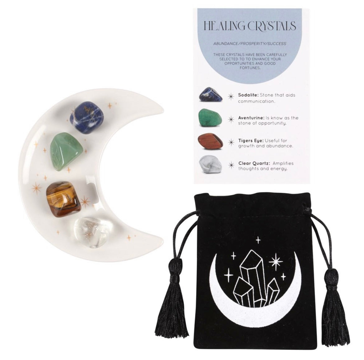 „Success Healing“ Kristall-Set mit Mondschale