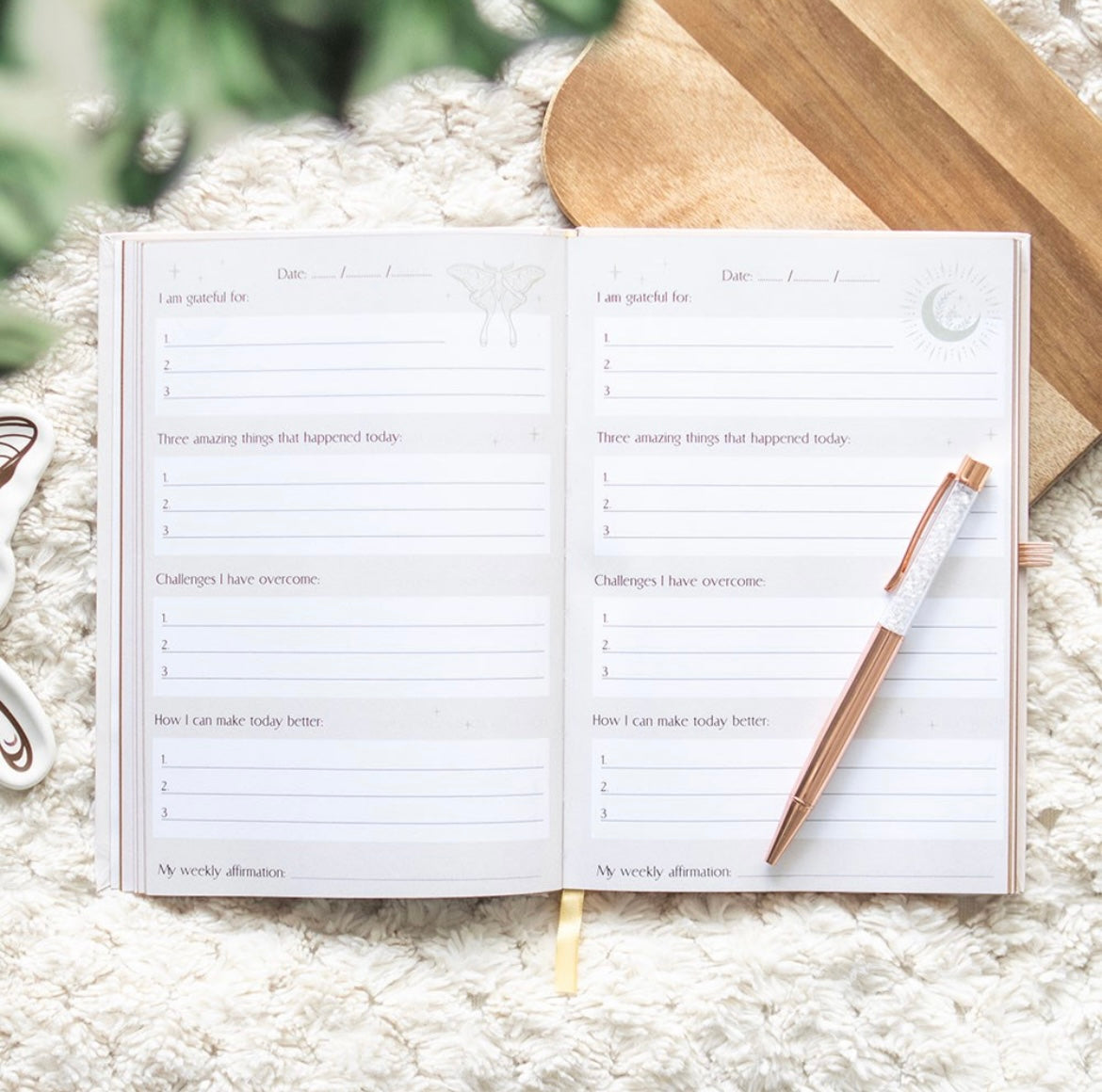 Daily Reflection Journal mit Bergkristall-Stift ✨