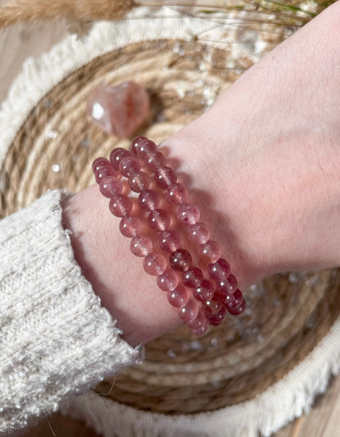 Erdbeerquarz Kugelarmband - 6mm