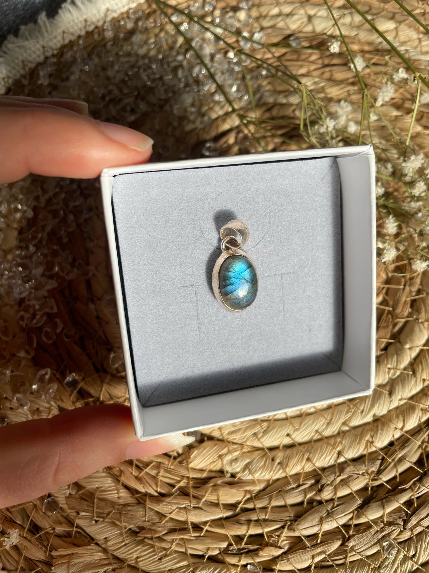 Labradorit Kettenanhänger 925 Silber