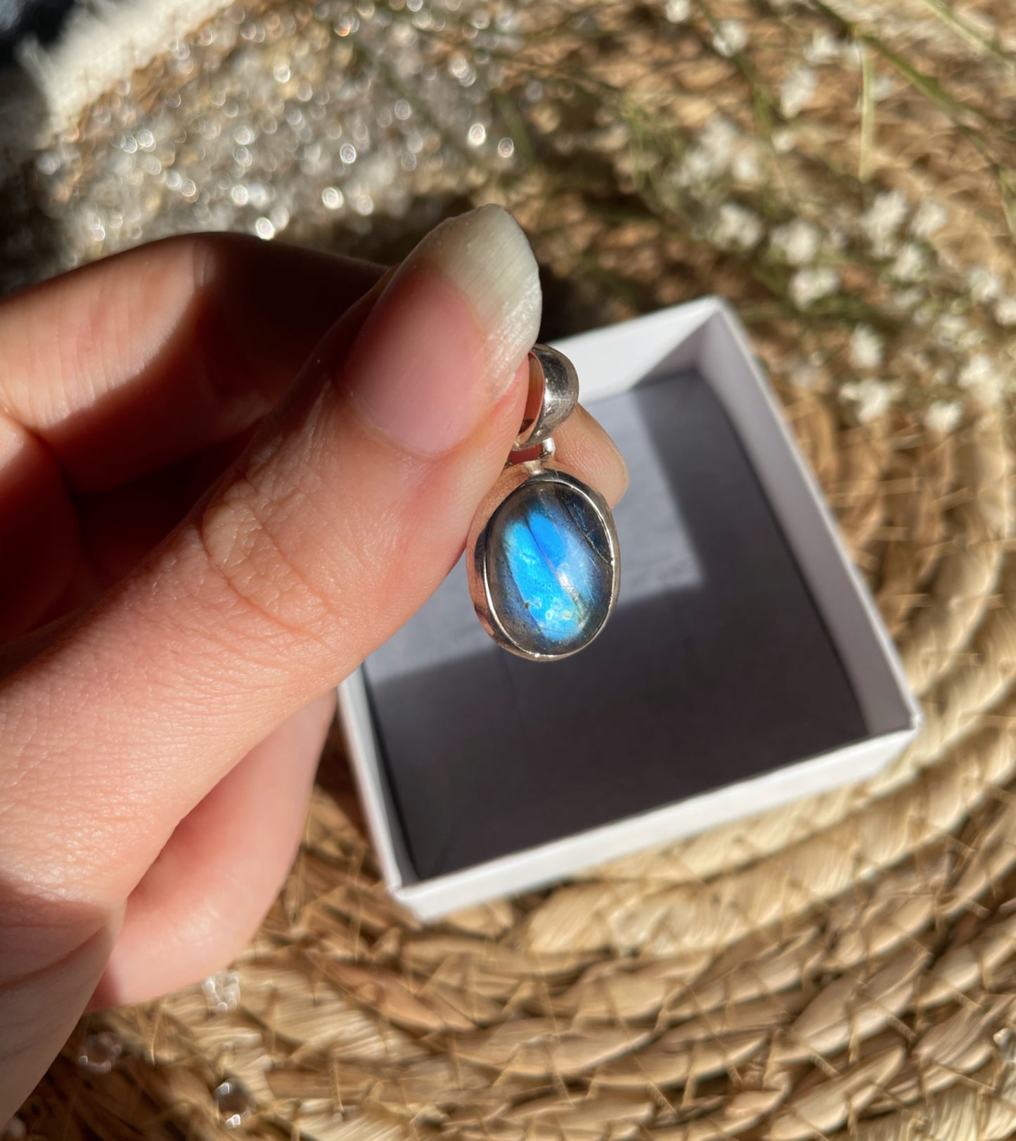 Labradorit Kettenanhänger 925 Silber