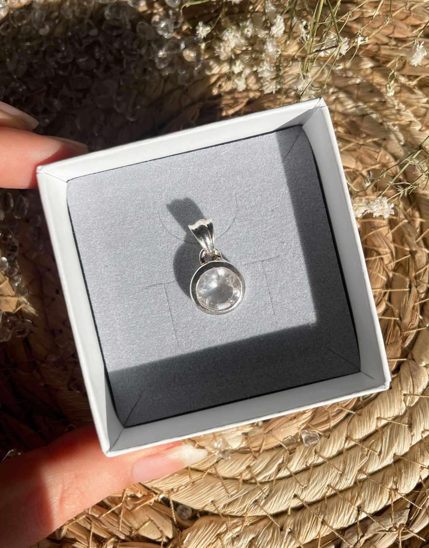 Rosenquarz facettiert Kettenanhänger 925 Silber