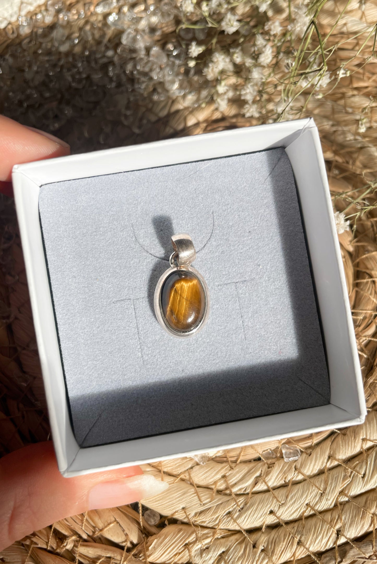 Tigerauge Kettenanhänger 925 Silber