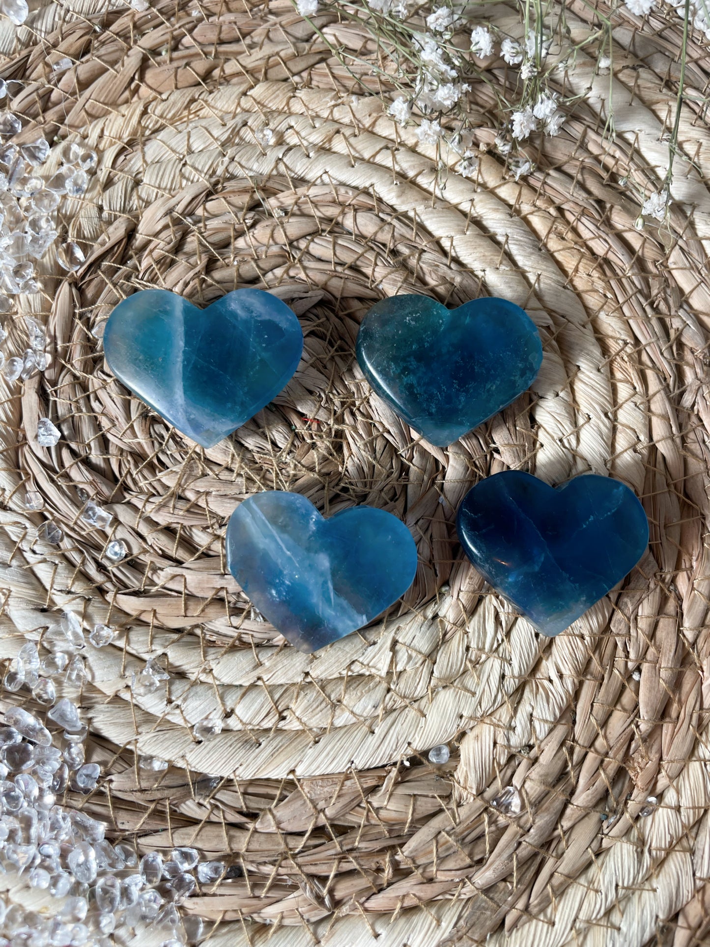 Blau-Grünes Fluorit Herz, klein
