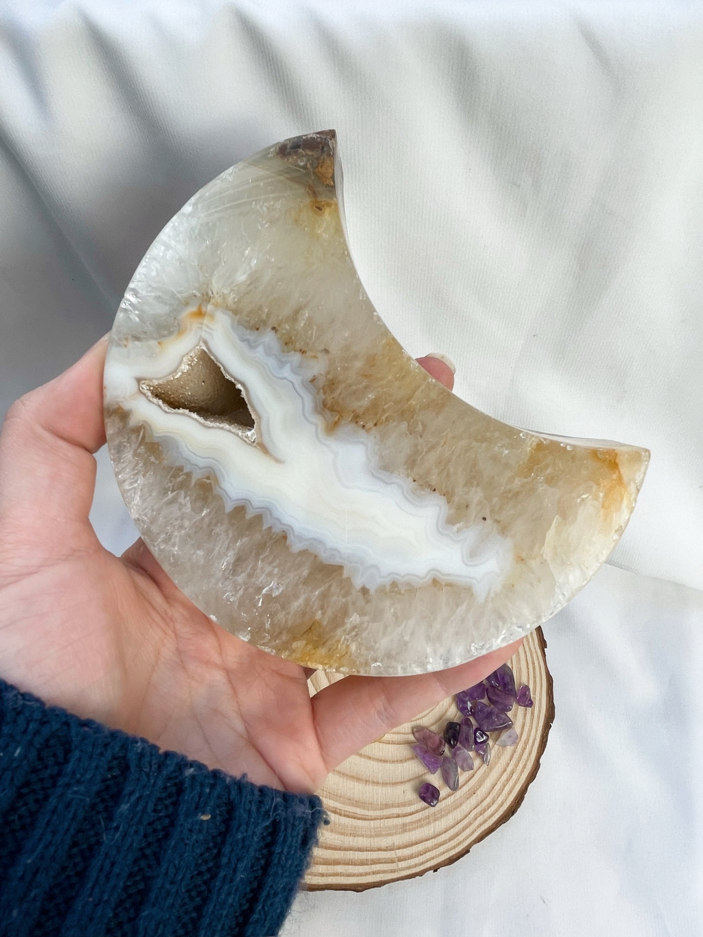 Druzy Achat Mond auf Ständer Nr. 5