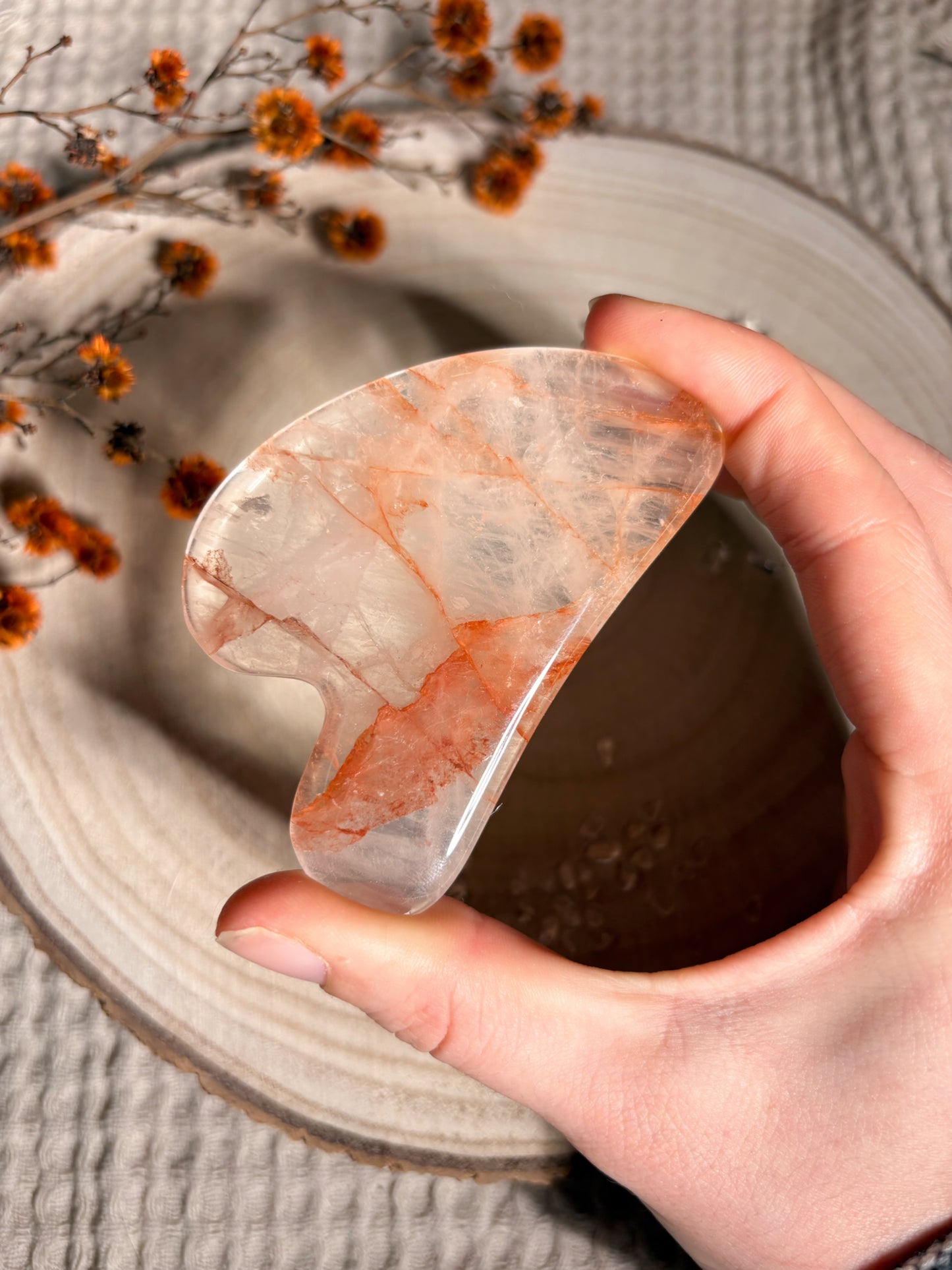 Feuerquarz x Rosenquarz Gua Sha Nr. 5