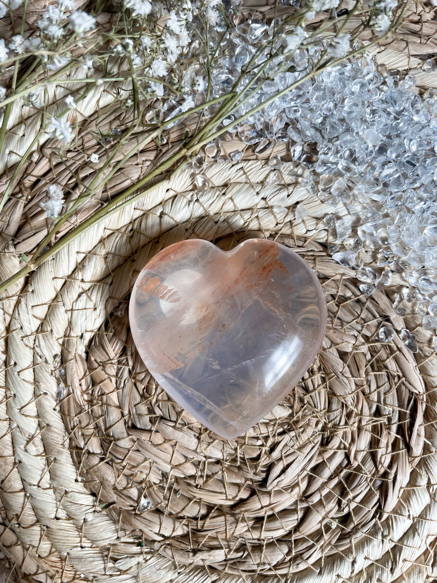 Feuerquarz x Rosenquarz Herz - transparent