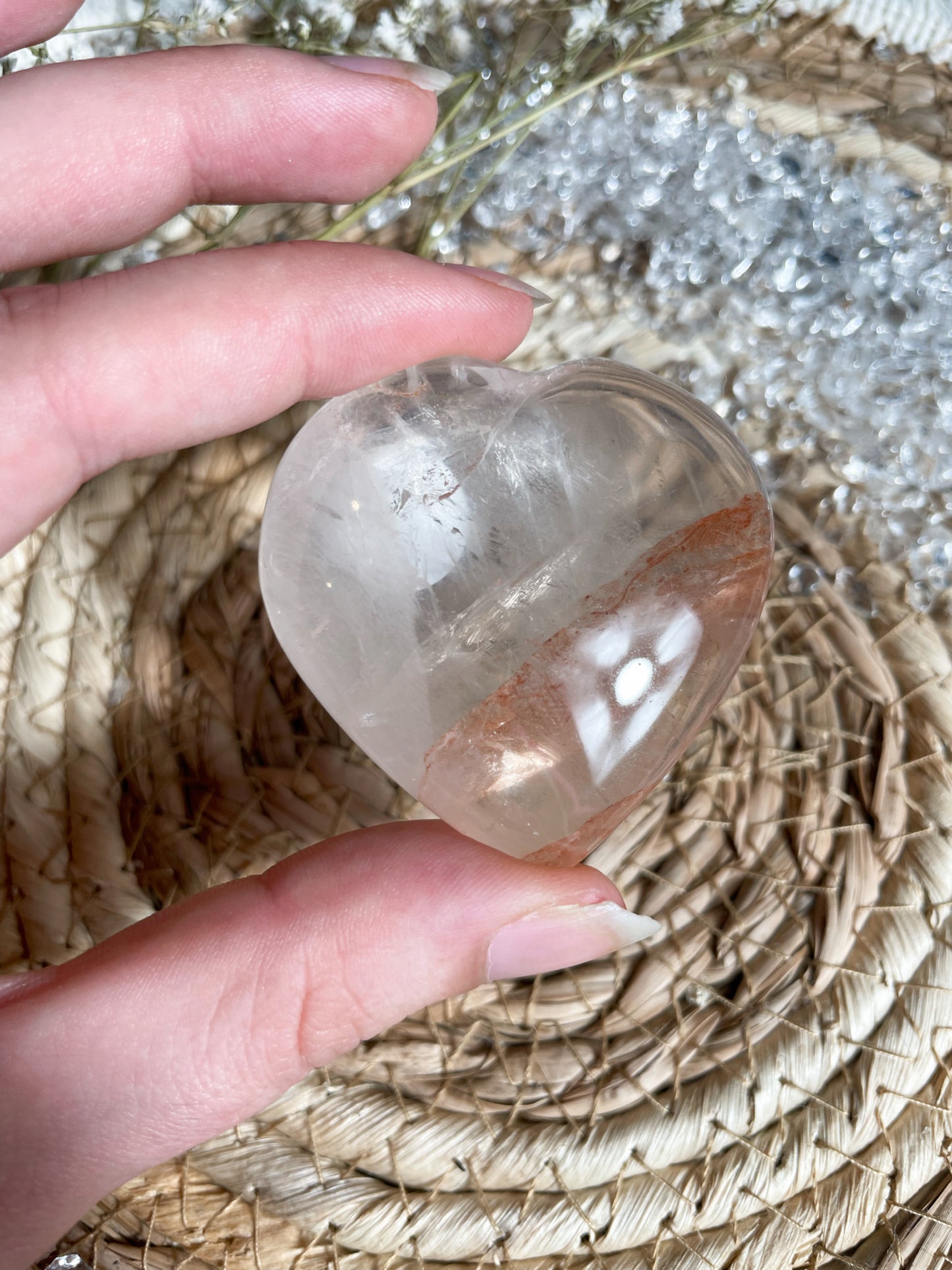 Feuerquarz x Rosenquarz Herz - transparent
