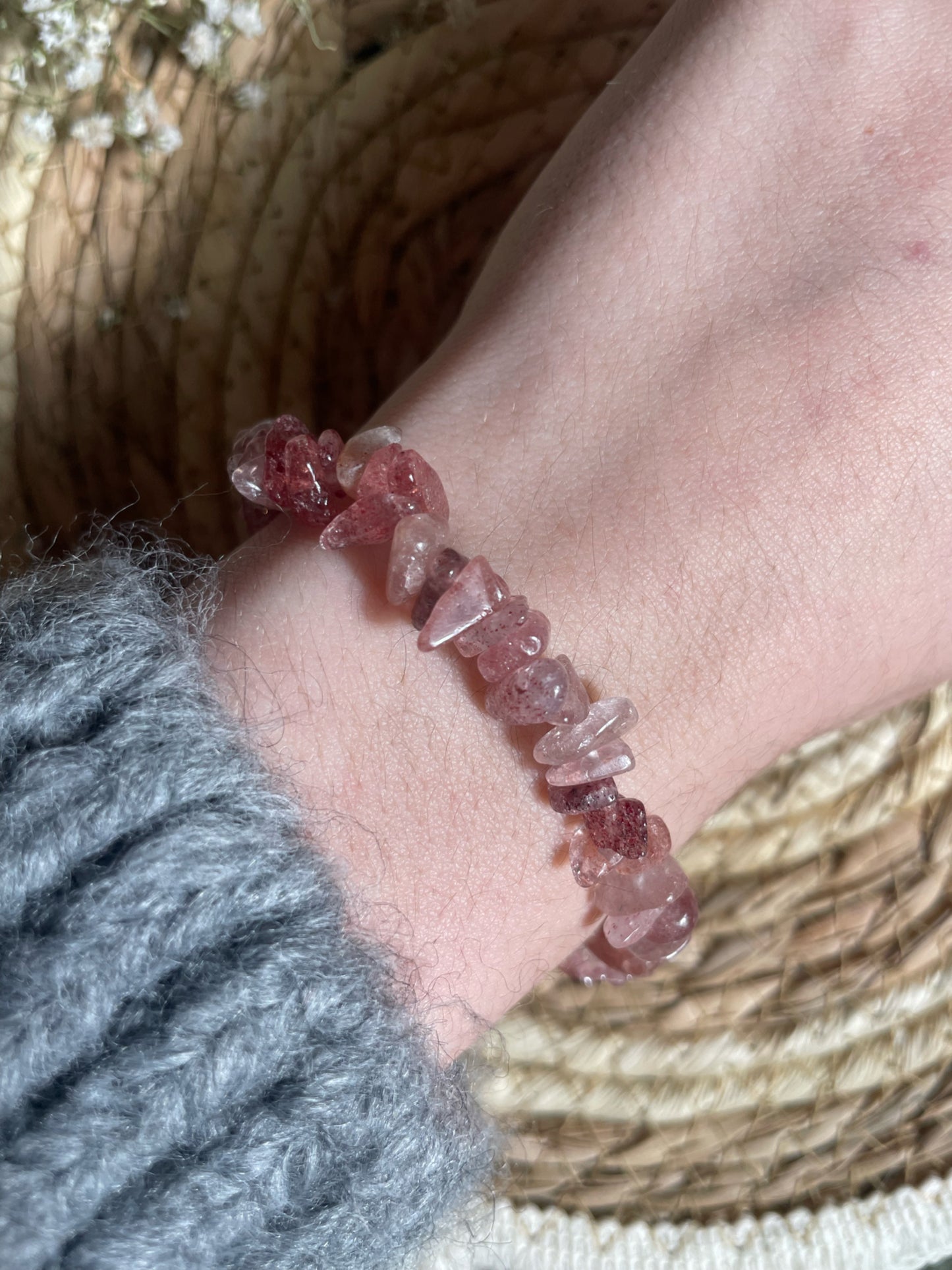 Erdbeerquarz Splitterarmband