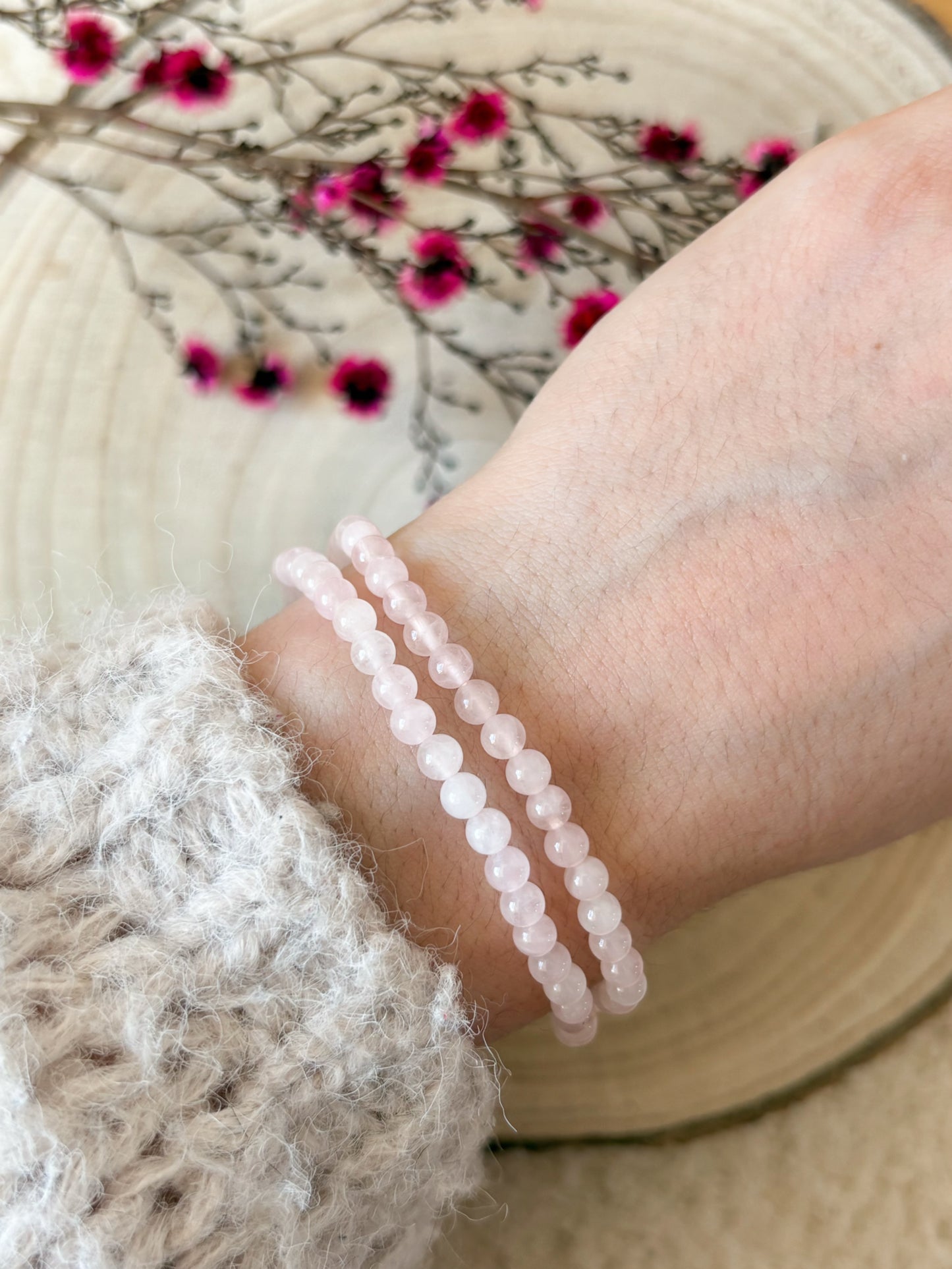 Rosenquarz Armband 4mm
