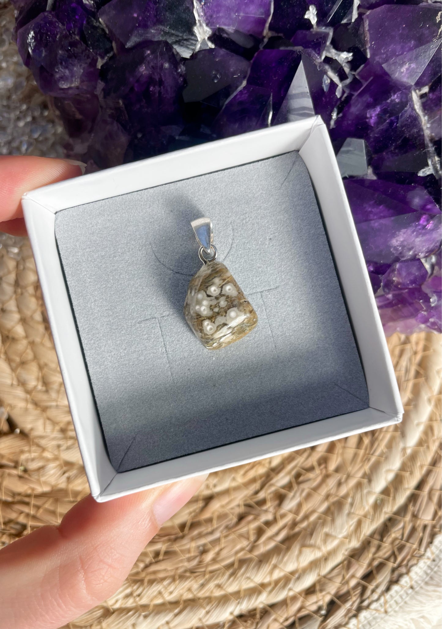 Old Stock Ozean Jaspis Kettenanhänger Nr. 26