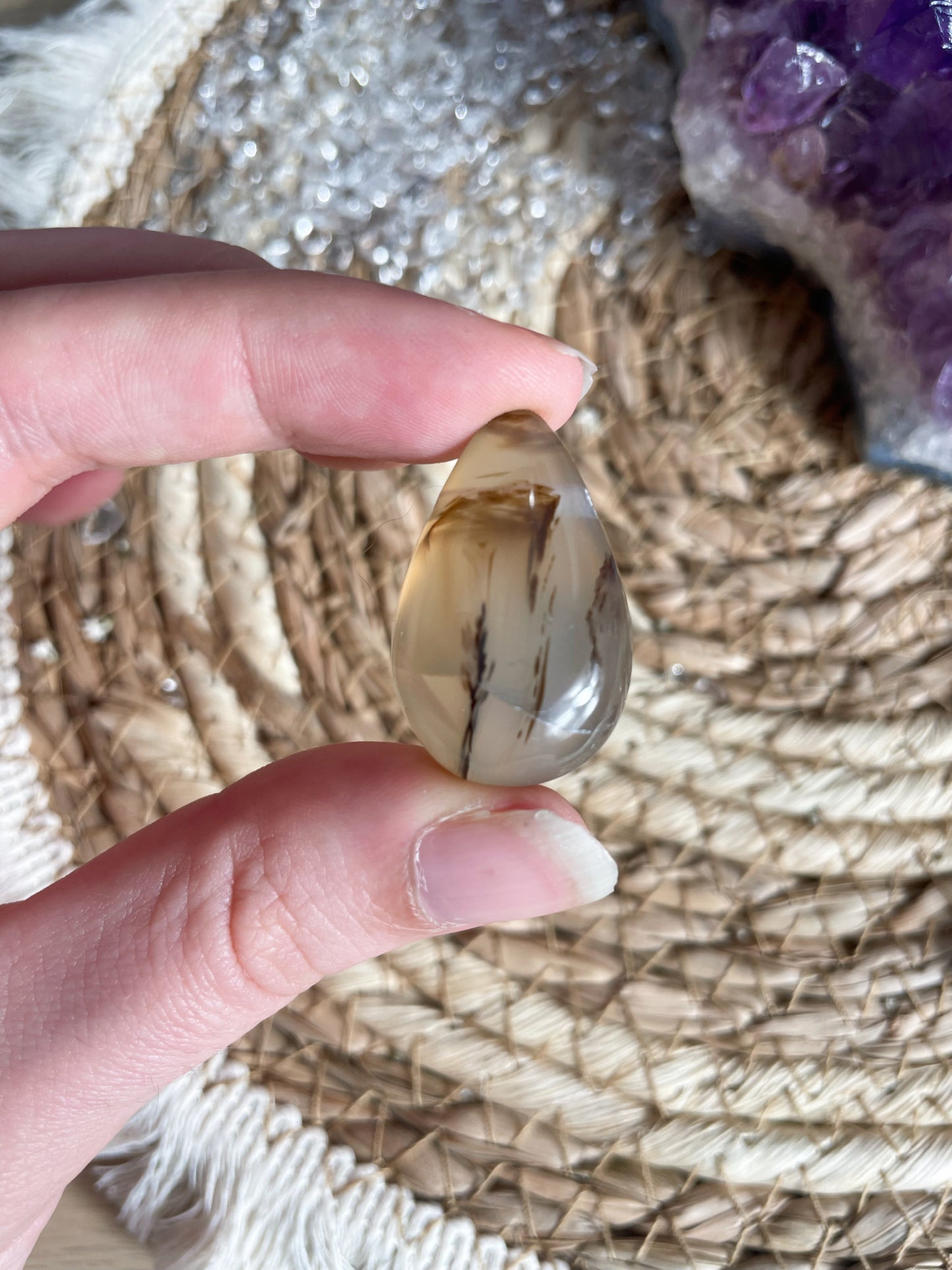 Dendriten Achat Tropfen gebohrt