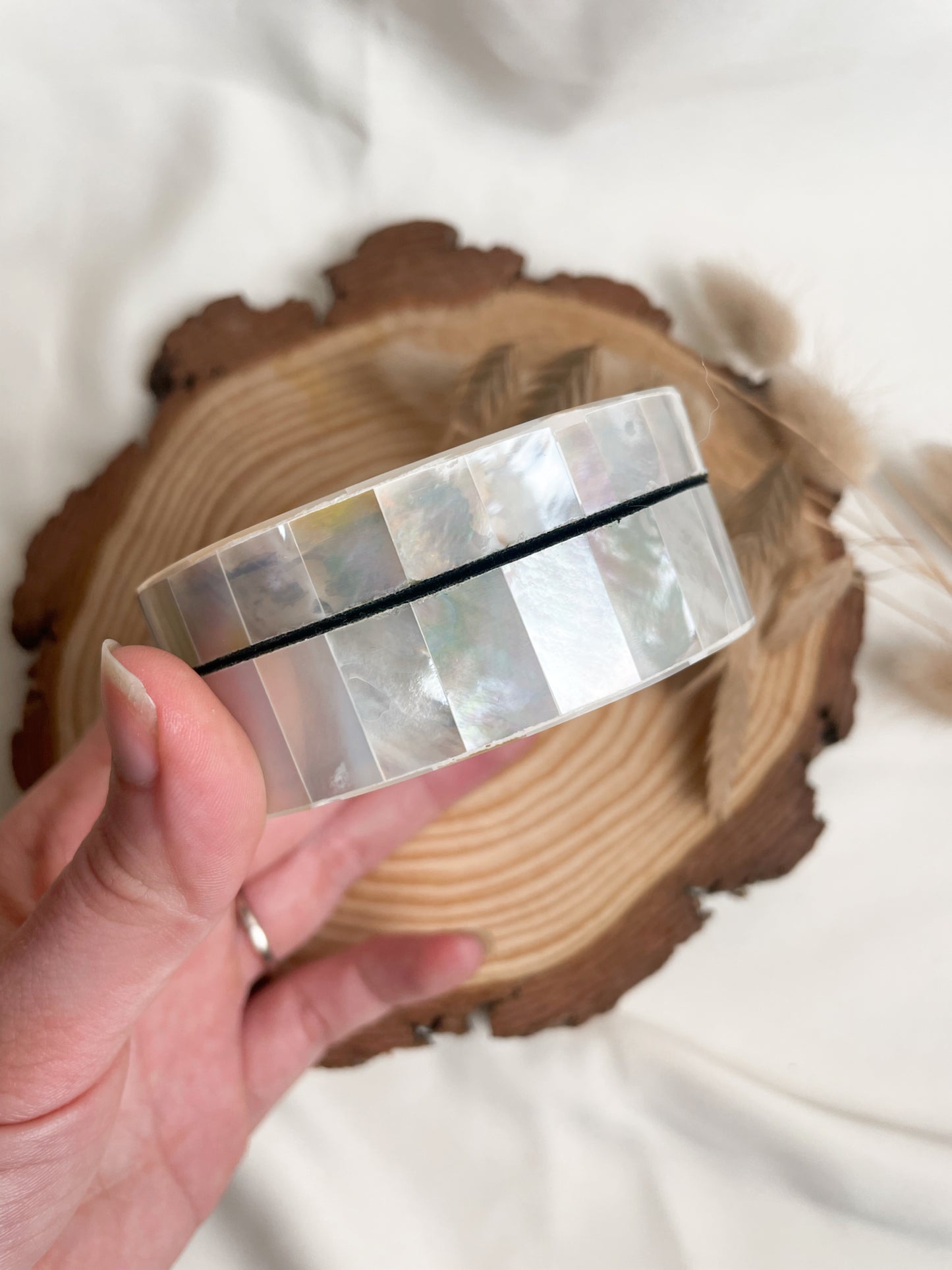 Muscheldose Perlmutt rund