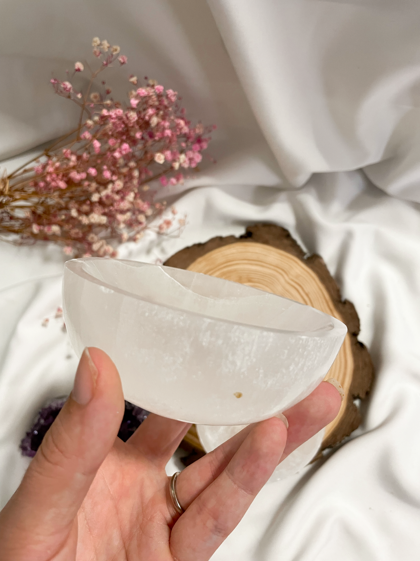 Selenit Schale rund | 8cm und 10cm