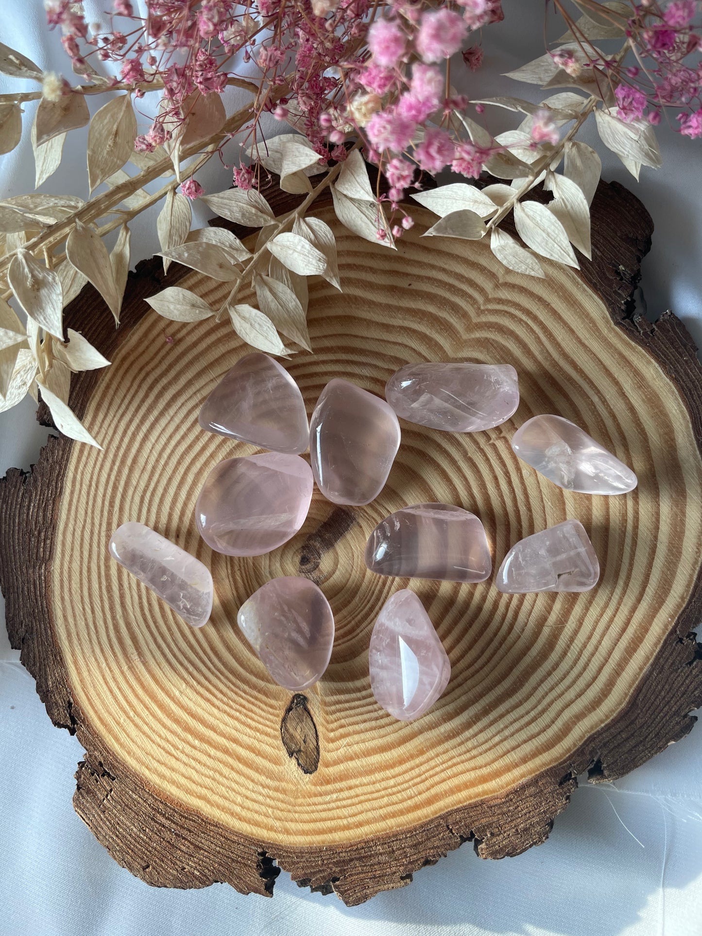 Rosenquarz Mini Trommelstein mit Stern