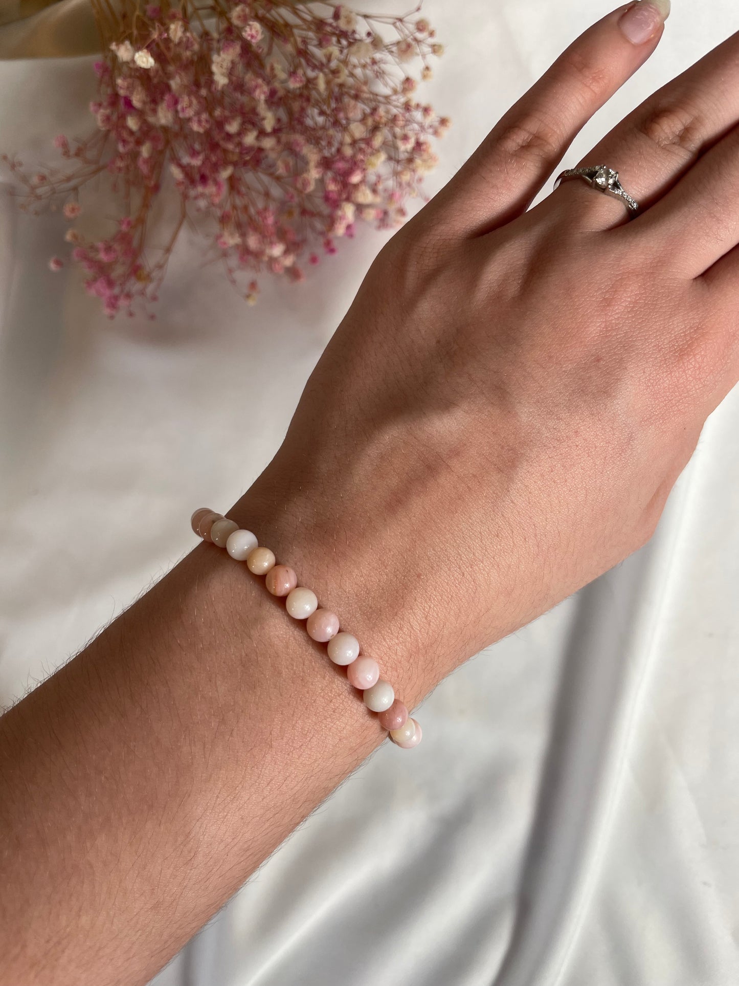 Andenopal rosa Armband, 6mm